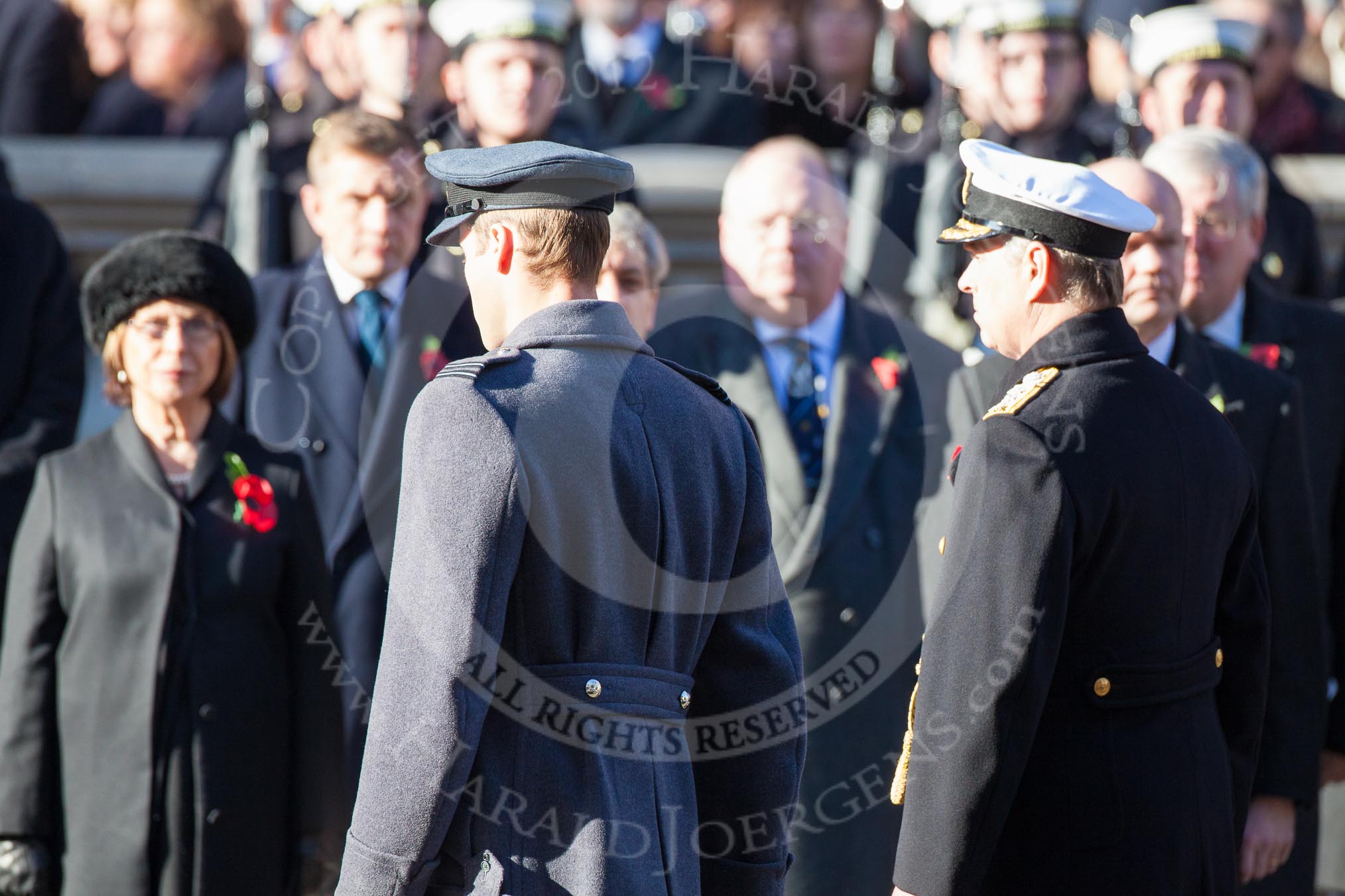 HRH The Duke of Cambridge and HRH The Duke of York leaving Whitehall, towards the Foreign- and Commonwealth Office Building, after the service by the Bishop of London.