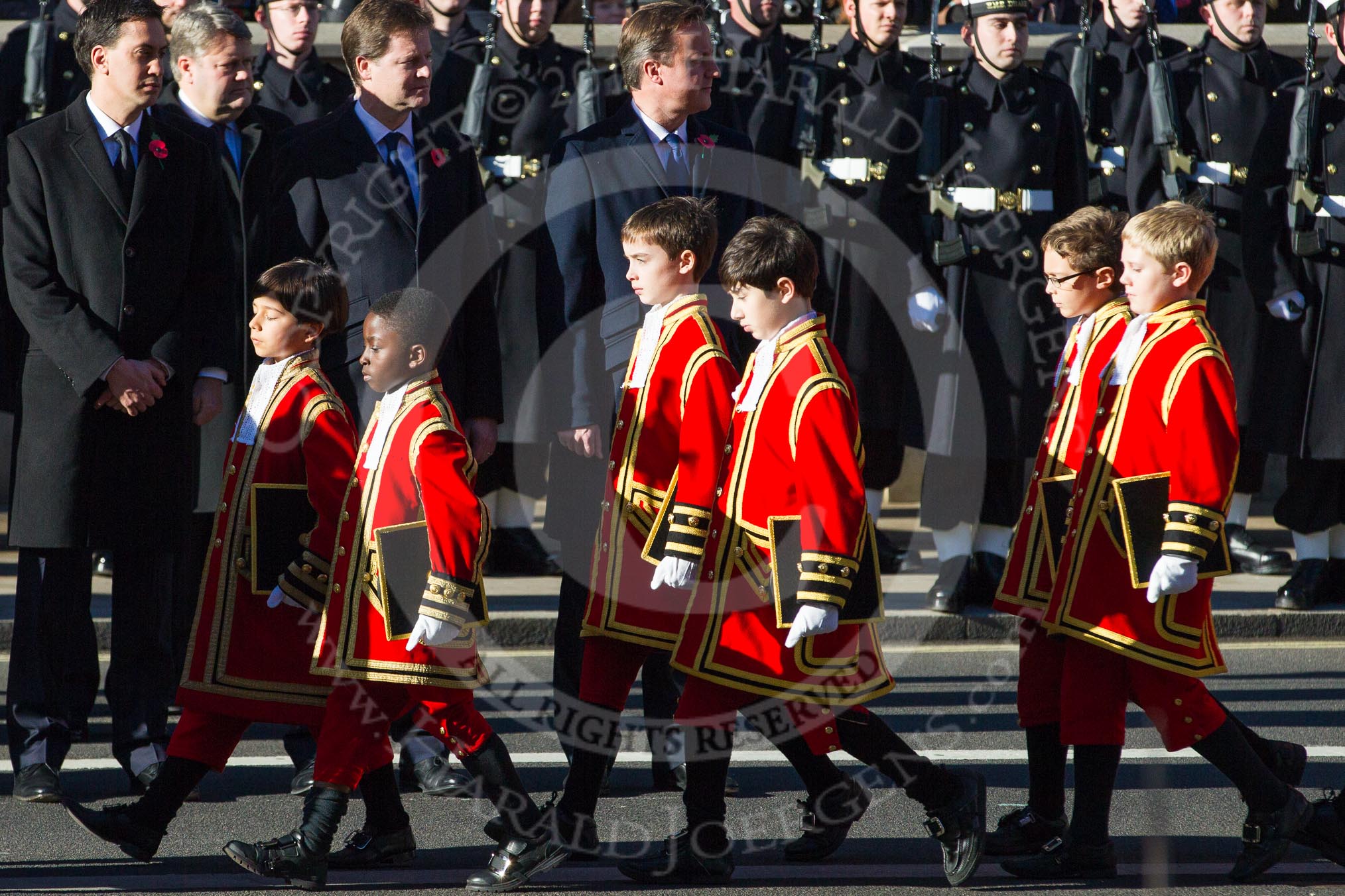 Six of the ten children of the Chapel Royal after the service.