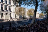 View towards the eastern side of Whitehall. The column of ex-Servicemen and women is in position on the right, close to the entrance of Downing Street.