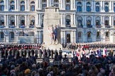 The Cenotaph, with the Foreign- and Commonwealth Building behind, 60 seconds before the two minute silence.
