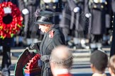 HM The Queen, about to lay her wreath at the Cenotaph.