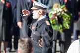 HRH Prince Michael of Kent saluting after having laid his wreath at the Cenotaph.