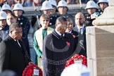 The High Commissioners lay there wreaths at the Cenotaph, partly out of view of the camera. In view the High Commissioners of Malawi and Kenya.