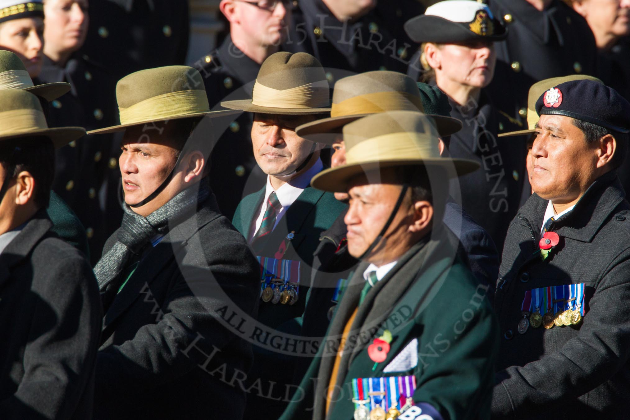 Remembrance Sunday Cenotaph March Past 2013: D2 - British Gurkha Welfare Association..
Press stand opposite the Foreign Office building, Whitehall, London SW1,
London,
Greater London,
United Kingdom,
on 10 November 2013 at 11:38, image #37