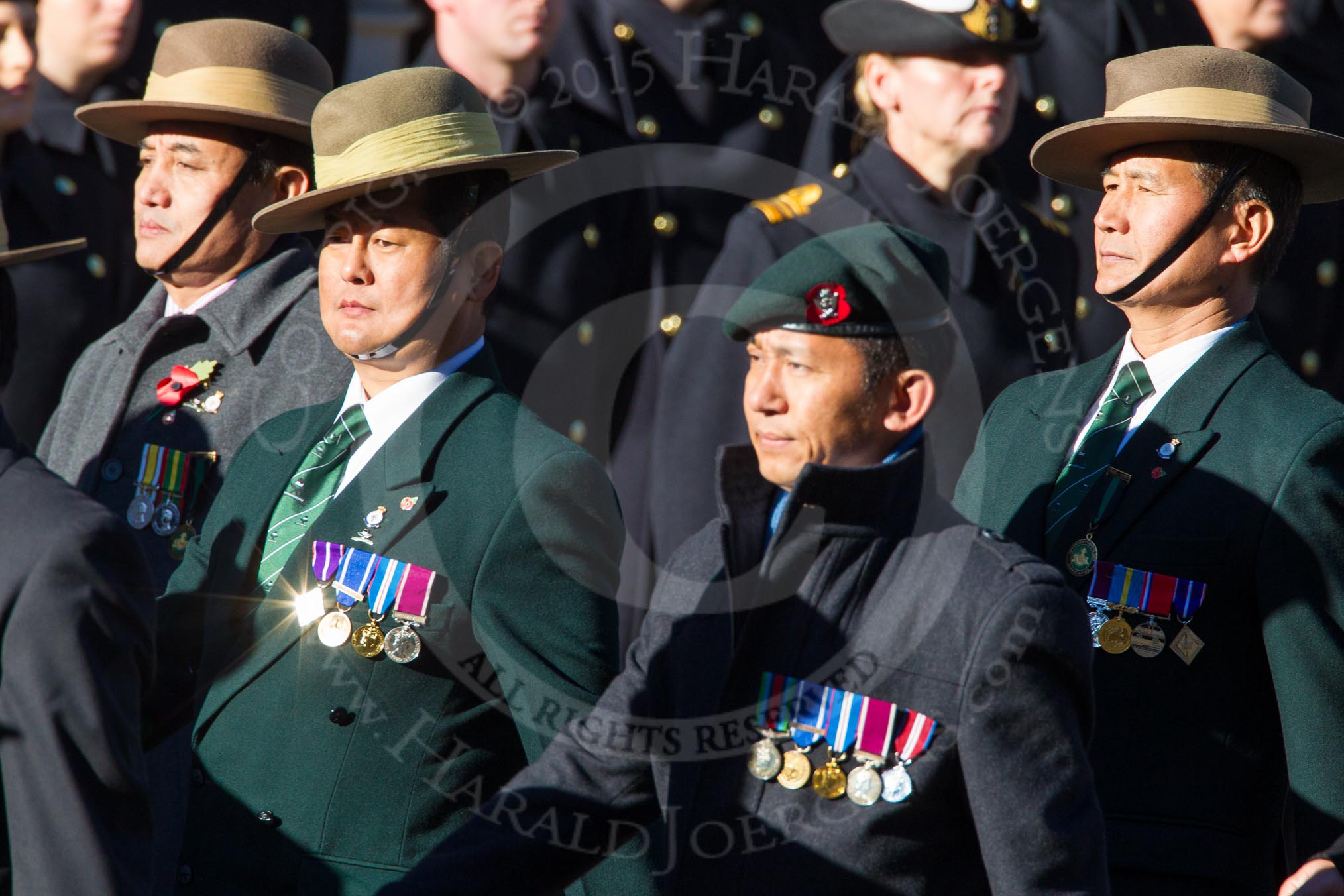 Remembrance Sunday Cenotaph March Past 2013: D2 - British Gurkha Welfare Association..
Press stand opposite the Foreign Office building, Whitehall, London SW1,
London,
Greater London,
United Kingdom,
on 10 November 2013 at 11:38, image #43