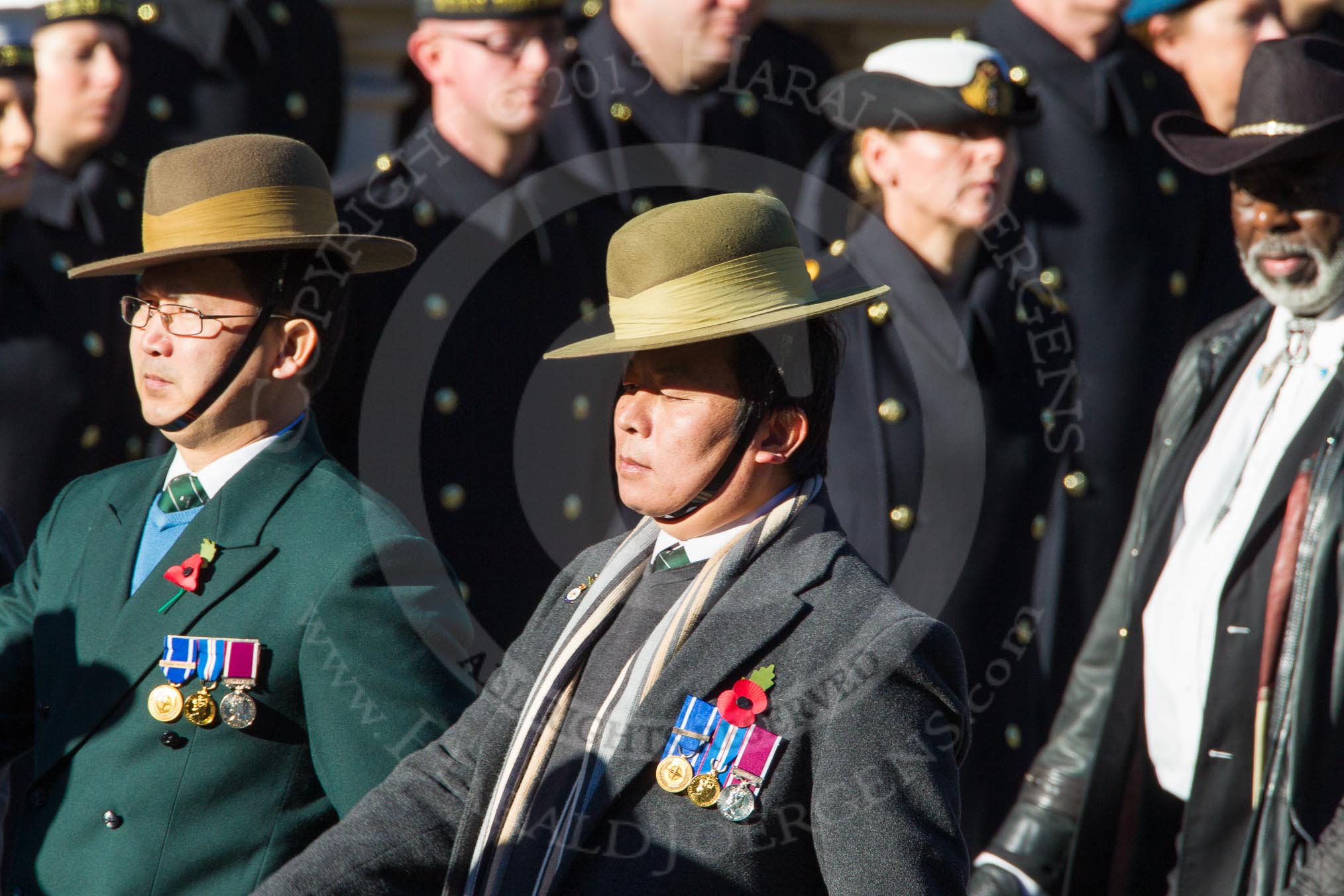 Remembrance Sunday Cenotaph March Past 2013: D2 - British Gurkha Welfare Association..
Press stand opposite the Foreign Office building, Whitehall, London SW1,
London,
Greater London,
United Kingdom,
on 10 November 2013 at 11:39, image #45