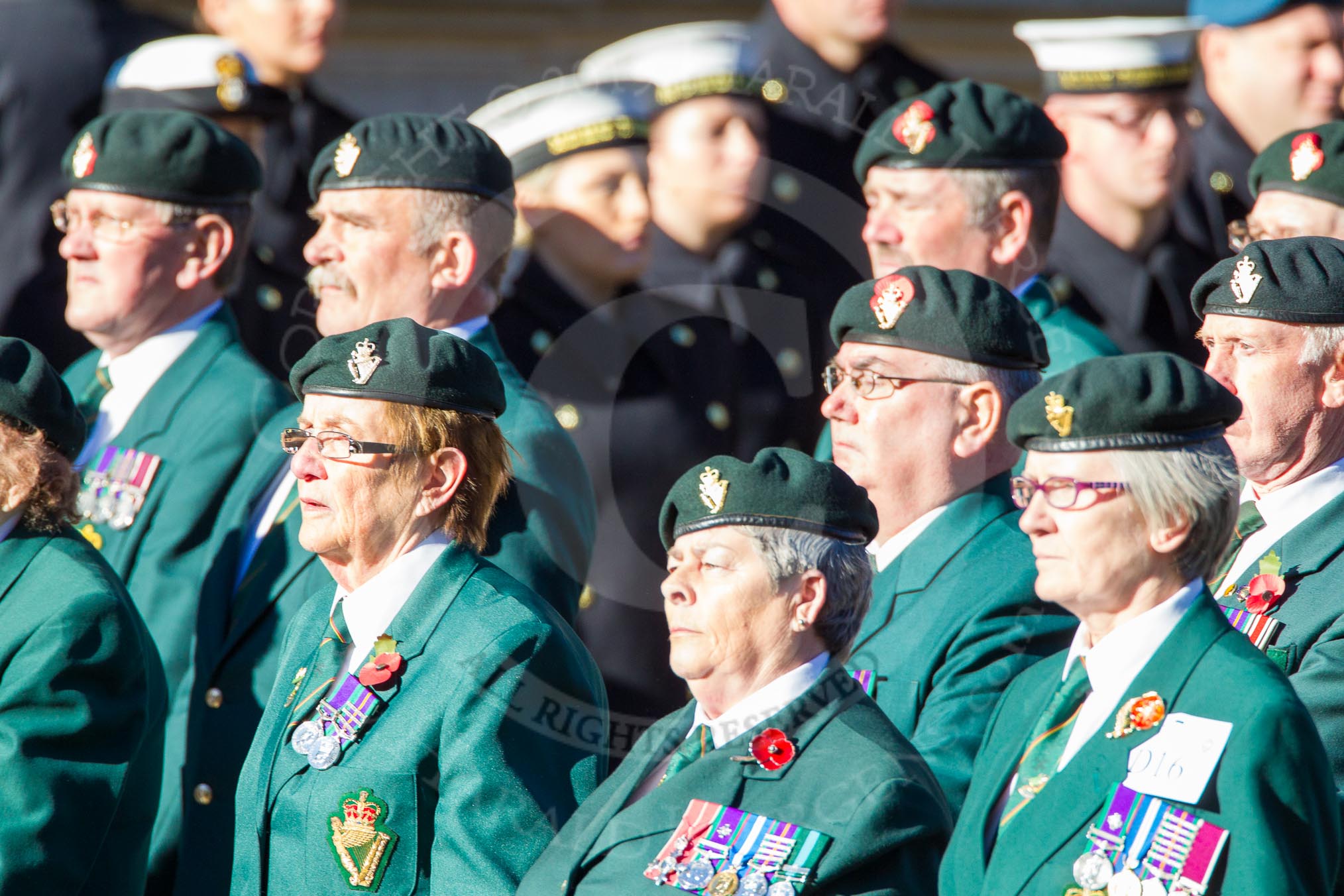 Remembrance Sunday Cenotaph March Past 2013: D16 - Ulster Defence Regiment..
Press stand opposite the Foreign Office building, Whitehall, London SW1,
London,
Greater London,
United Kingdom,
on 10 November 2013 at 11:40, image #129