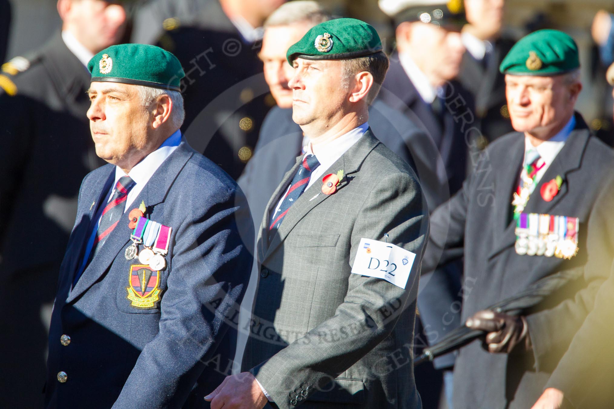 Remembrance Sunday Cenotaph March Past 2013: D22 - the Commando Veterans Association with 30 marchers..
Press stand opposite the Foreign Office building, Whitehall, London SW1,
London,
Greater London,
United Kingdom,
on 10 November 2013 at 11:41, image #162
