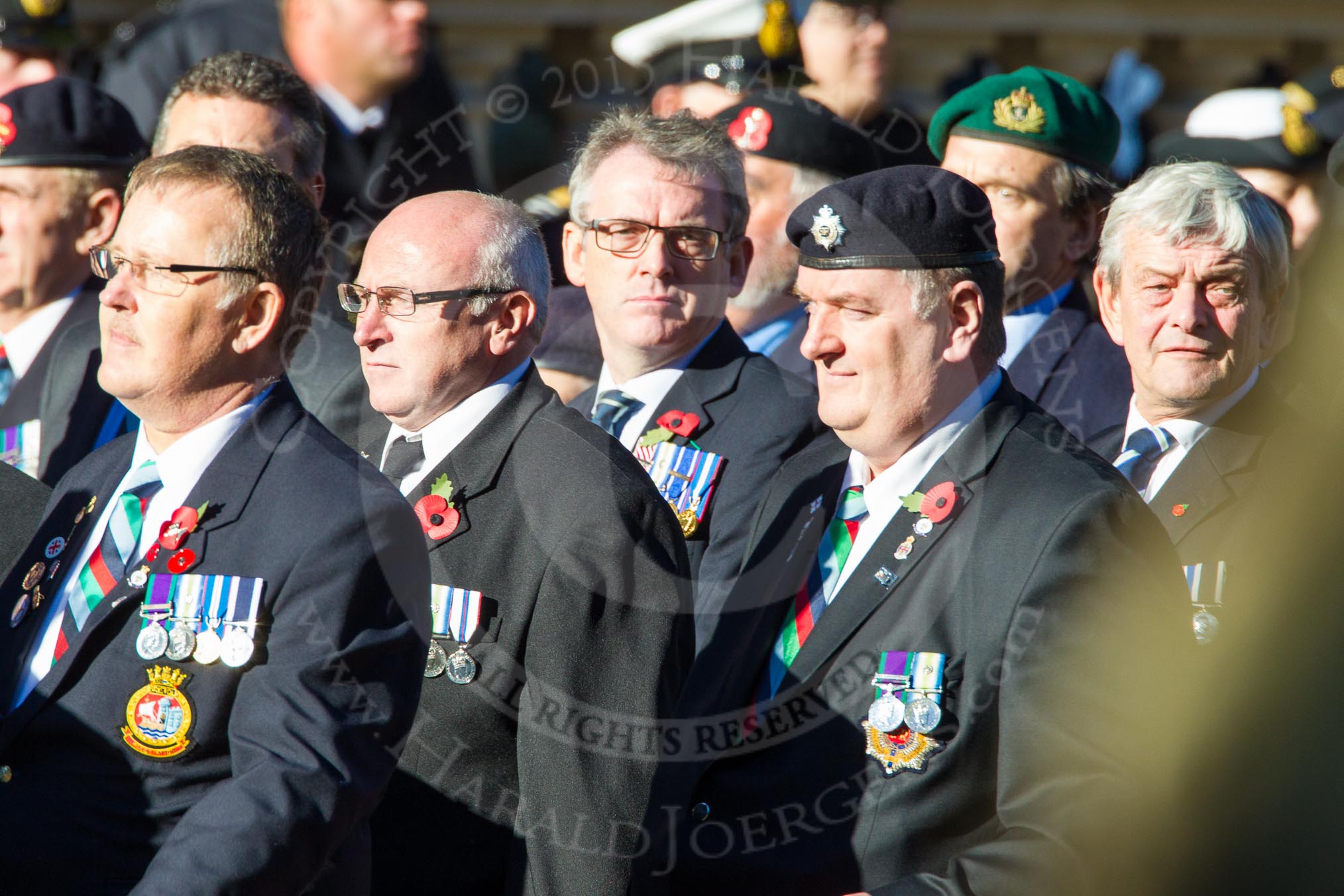 Remembrance Sunday Cenotaph March Past 2013: D23 - South Atlantic Medal Association (SAMA 82): The South Atlantic Medal (1982) is the official name of the medal awarded to almost 30,000 service men and women - and civilians - who took part in the campaign to liberate the Falkland Islands in 1982. The South Atlantic Medal Association is their Association..
Press stand opposite the Foreign Office building, Whitehall, London SW1,
London,
Greater London,
United Kingdom,
on 10 November 2013 at 11:41, image #174