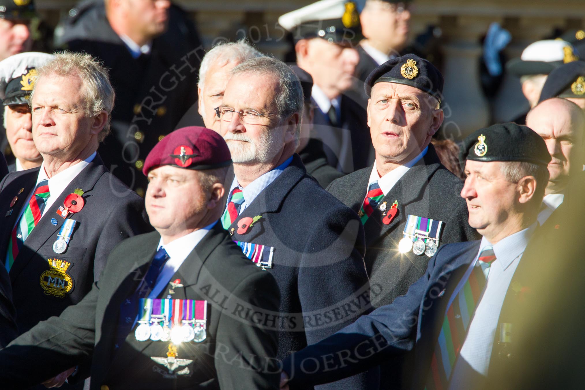 Remembrance Sunday Cenotaph March Past 2013: D23 - South Atlantic Medal Association (SAMA 82): The South Atlantic Medal (1982) is the official name of the medal awarded to almost 30,000 service men and women - and civilians - who took part in the campaign to liberate the Falkland Islands in 1982. The South Atlantic Medal Association is their Association..
Press stand opposite the Foreign Office building, Whitehall, London SW1,
London,
Greater London,
United Kingdom,
on 10 November 2013 at 11:41, image #177