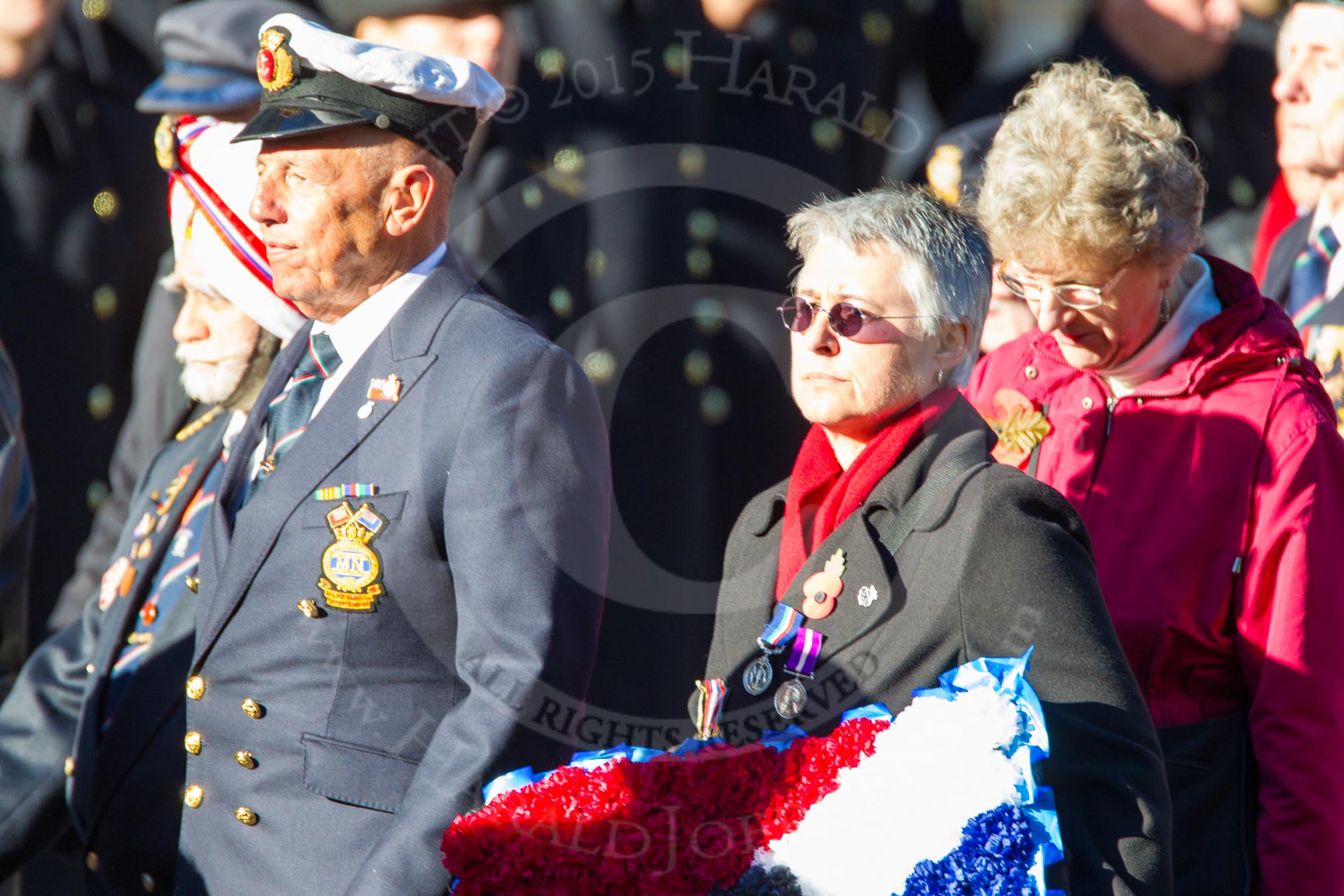 Remembrance Sunday Cenotaph March Past 2013: E1 - Merchant Navy Association..
Press stand opposite the Foreign Office building, Whitehall, London SW1,
London,
Greater London,
United Kingdom,
on 10 November 2013 at 11:44, image #331