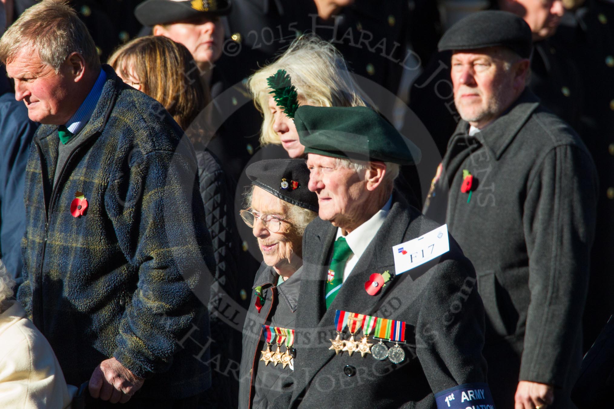 Remembrance Sunday Cenotaph March Past 2013: F17 - 1st Army Association..
Press stand opposite the Foreign Office building, Whitehall, London SW1,
London,
Greater London,
United Kingdom,
on 10 November 2013 at 11:52, image #917
