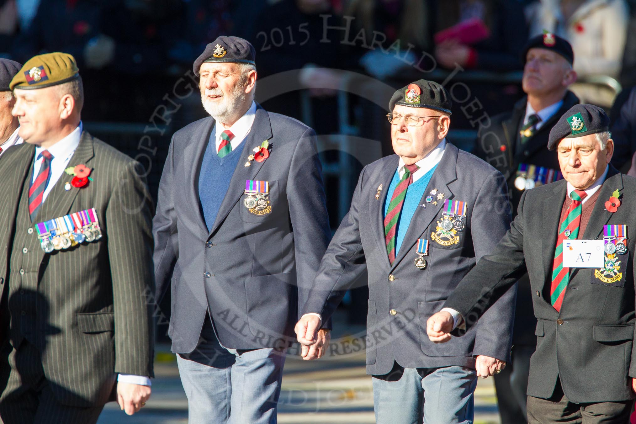 Remembrance Sunday Cenotaph March Past 2013: A7 - Sherwood Foresters & Worcestershire Regiment..
Press stand opposite the Foreign Office building, Whitehall, London SW1,
London,
Greater London,
United Kingdom,
on 10 November 2013 at 11:55, image #1055