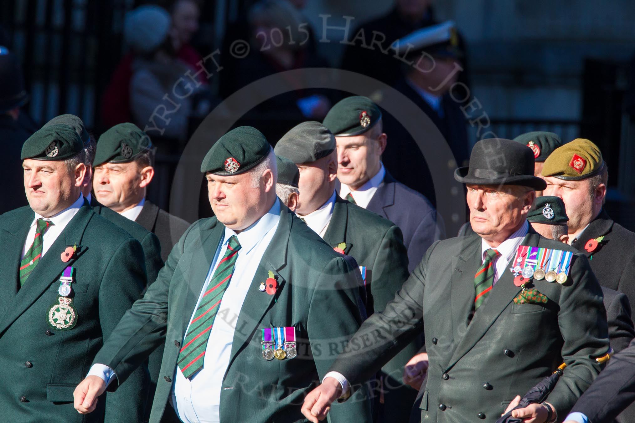 Remembrance Sunday Cenotaph March Past 2013: A16 - Royal Green Jackets Association..
Press stand opposite the Foreign Office building, Whitehall, London SW1,
London,
Greater London,
United Kingdom,
on 10 November 2013 at 11:56, image #1127