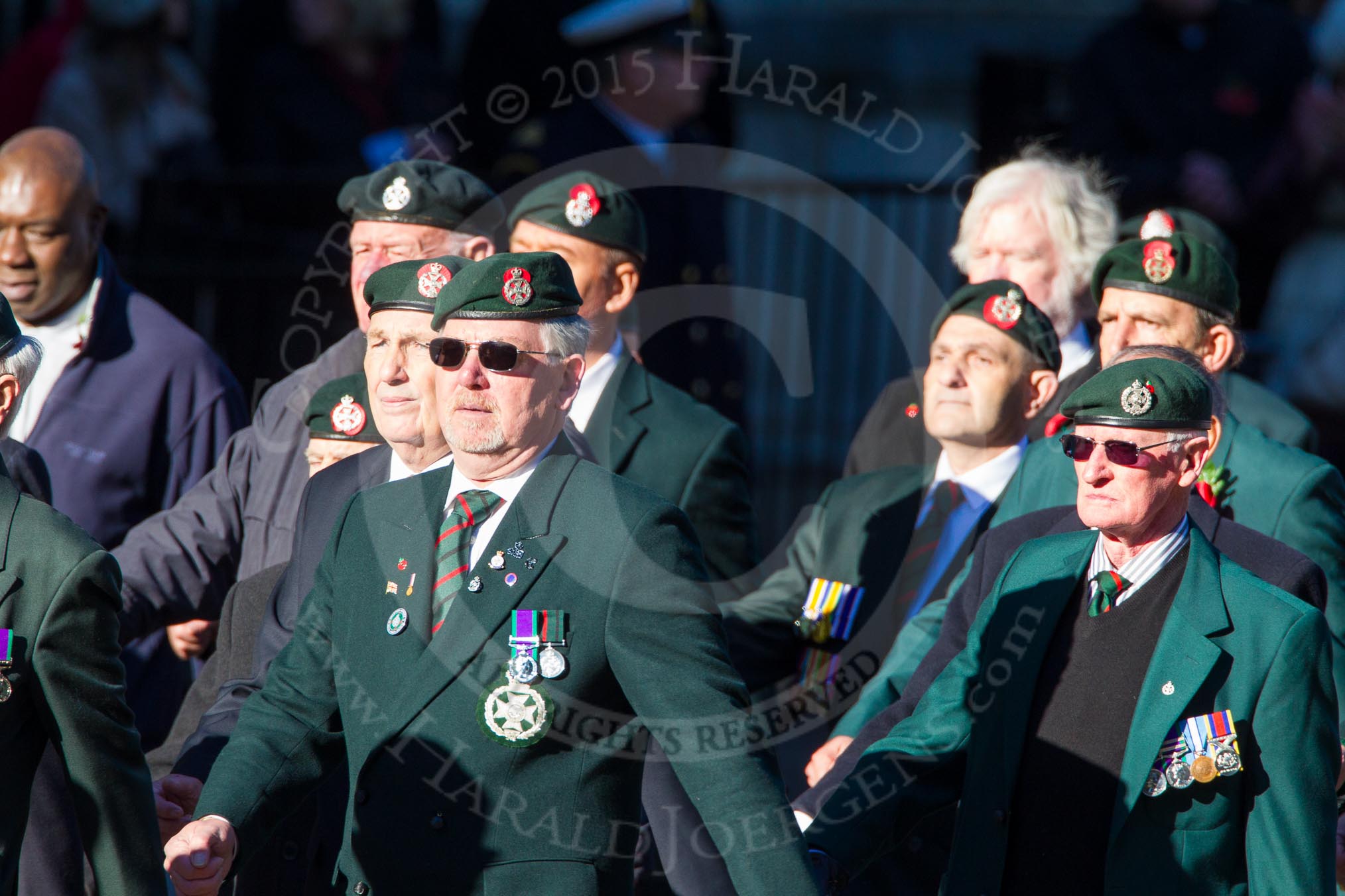 Remembrance Sunday Cenotaph March Past 2013: A16 - Royal Green Jackets Association..
Press stand opposite the Foreign Office building, Whitehall, London SW1,
London,
Greater London,
United Kingdom,
on 10 November 2013 at 11:56, image #1131