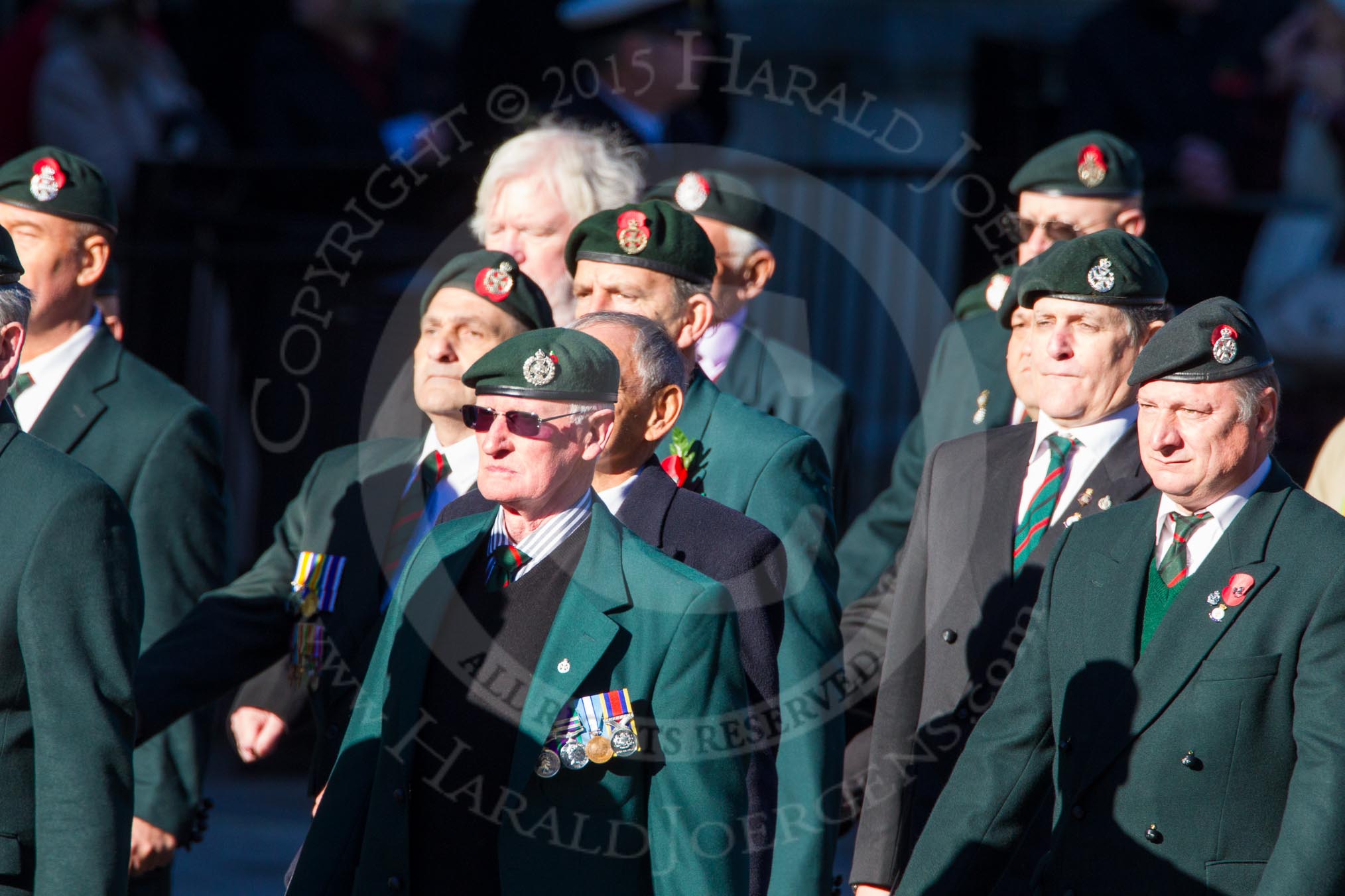 Remembrance Sunday Cenotaph March Past 2013: A16 - Royal Green Jackets Association..
Press stand opposite the Foreign Office building, Whitehall, London SW1,
London,
Greater London,
United Kingdom,
on 10 November 2013 at 11:56, image #1132