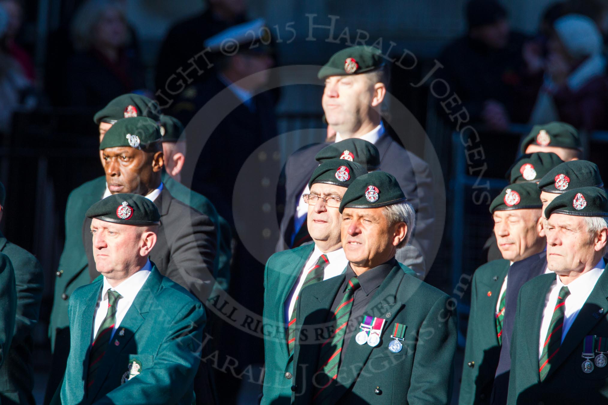 Remembrance Sunday Cenotaph March Past 2013: A16 - Royal Green Jackets Association..
Press stand opposite the Foreign Office building, Whitehall, London SW1,
London,
Greater London,
United Kingdom,
on 10 November 2013 at 11:56, image #1136