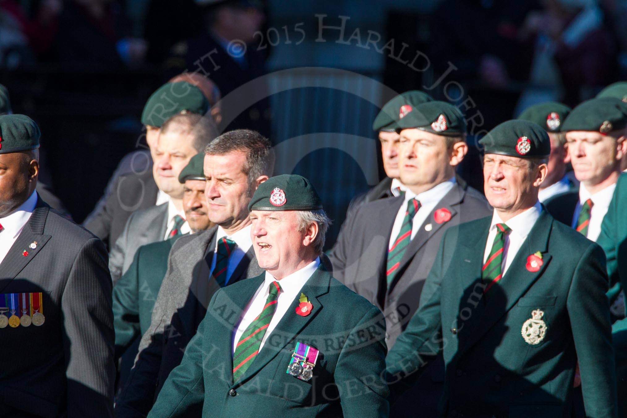 Remembrance Sunday Cenotaph March Past 2013: A16 - Royal Green Jackets Association..
Press stand opposite the Foreign Office building, Whitehall, London SW1,
London,
Greater London,
United Kingdom,
on 10 November 2013 at 11:56, image #1140