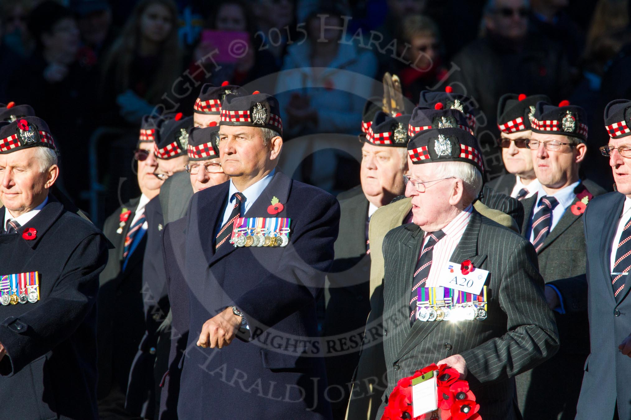 Remembrance Sunday Cenotaph March Past 2013: A20 - King's Own Scottish Borderers..
Press stand opposite the Foreign Office building, Whitehall, London SW1,
London,
Greater London,
United Kingdom,
on 10 November 2013 at 11:57, image #1196