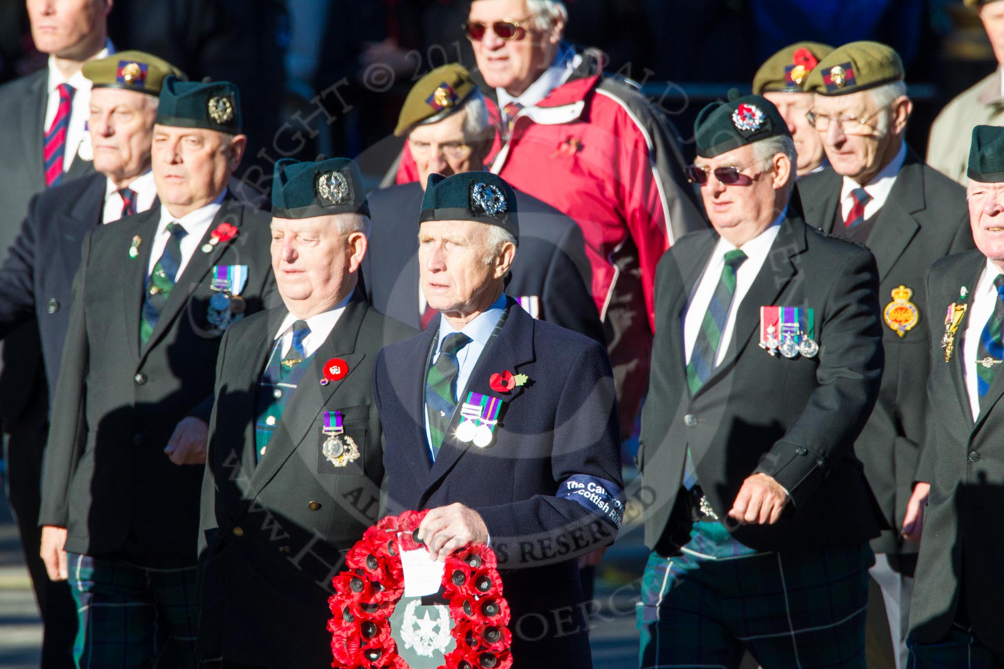 Photo 1311101157551D40288HaraldJoergens Remembrance Sunday Cenotaph March Past 2013: A24 - The Cameronians (Scottish Rifles)..
Press stand opposite the Foreign Office building, Whitehall, London SW1,
London,
Greater London,
United Kingdom,
on 10 November 2013 at 11:57, image #1225