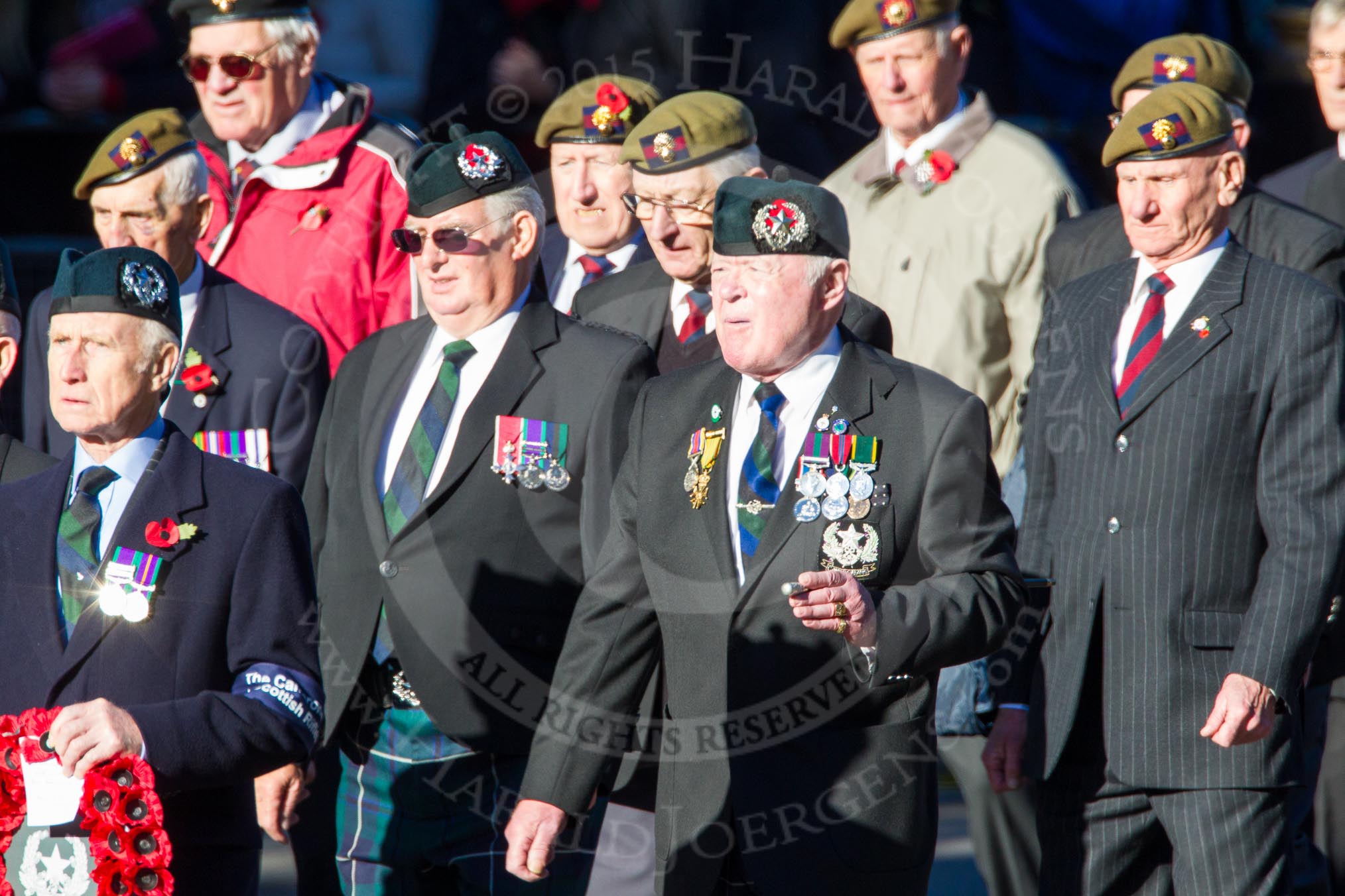 Remembrance Sunday Cenotaph March Past 2013: A24 - The Cameronians (Scottish Rifles)..
Press stand opposite the Foreign Office building, Whitehall, London SW1,
London,
Greater London,
United Kingdom,
on 10 November 2013 at 11:57, image #1226