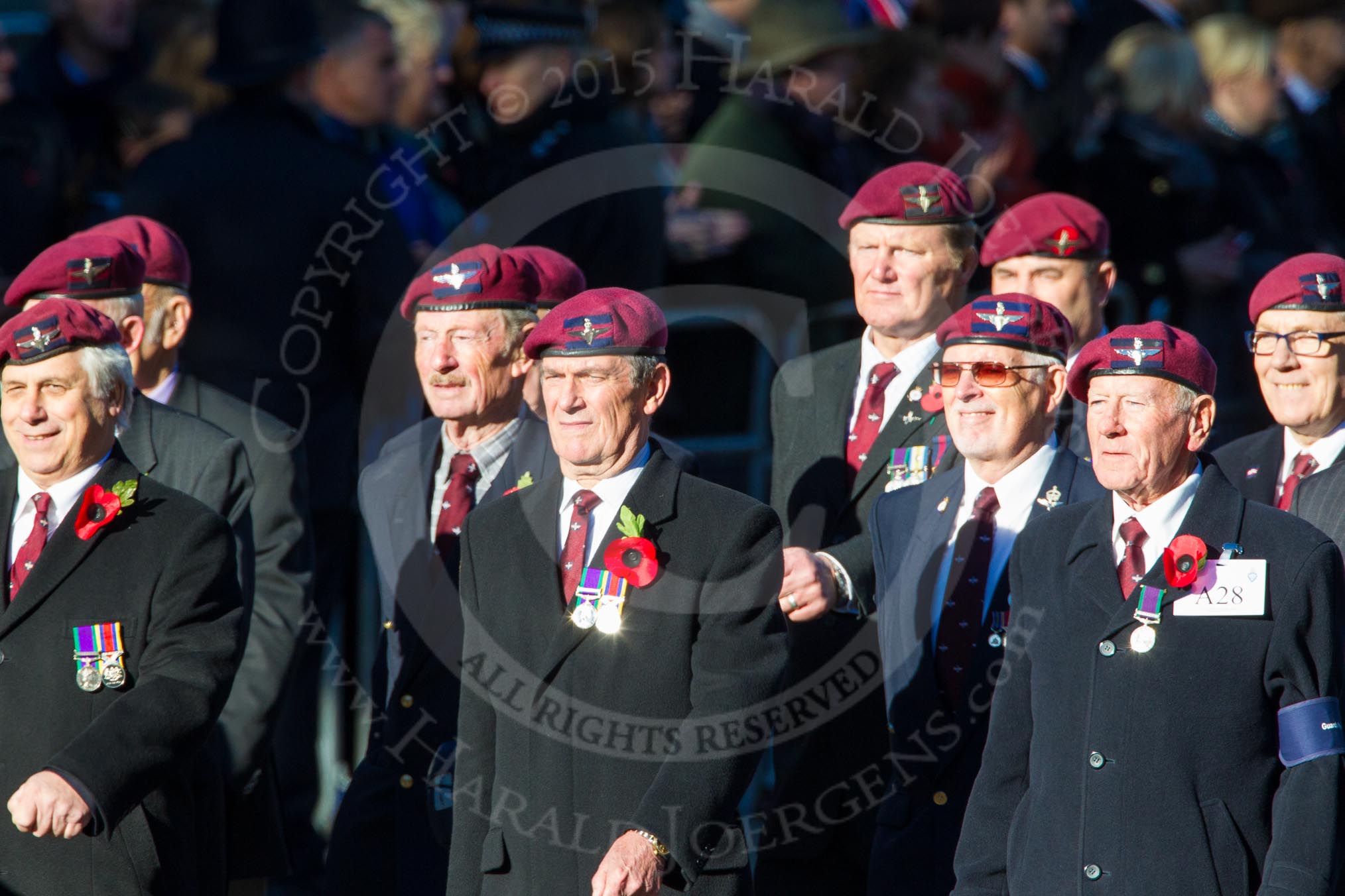 Remembrance Sunday Cenotaph March Past 2013: A28 - Guards Parachute Association..
Press stand opposite the Foreign Office building, Whitehall, London SW1,
London,
Greater London,
United Kingdom,
on 10 November 2013 at 11:58, image #1254