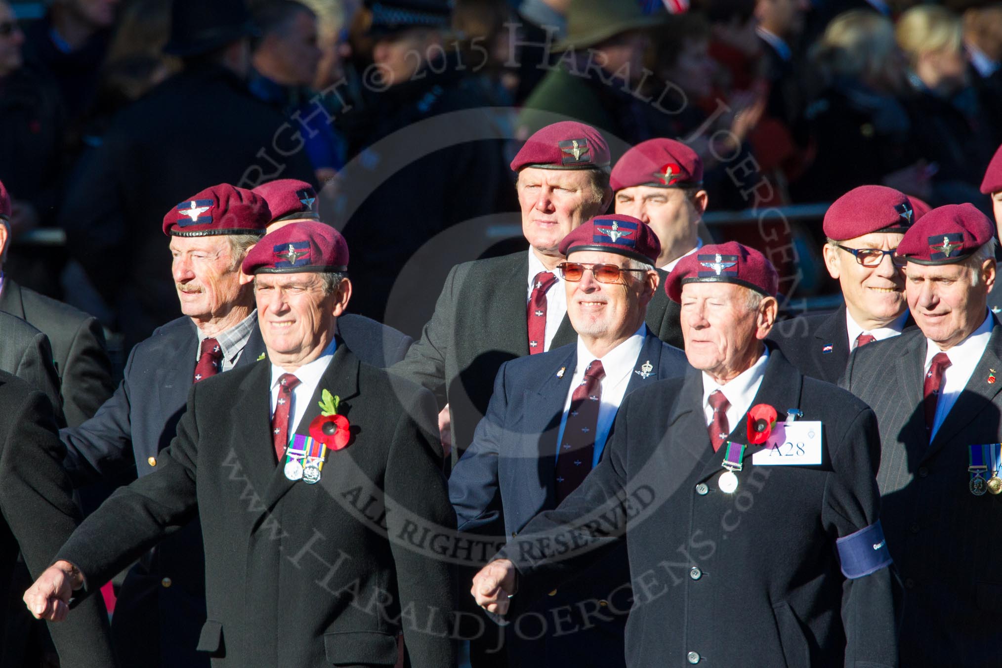 Remembrance Sunday Cenotaph March Past 2013: A28 - Guards Parachute Association..
Press stand opposite the Foreign Office building, Whitehall, London SW1,
London,
Greater London,
United Kingdom,
on 10 November 2013 at 11:58, image #1255