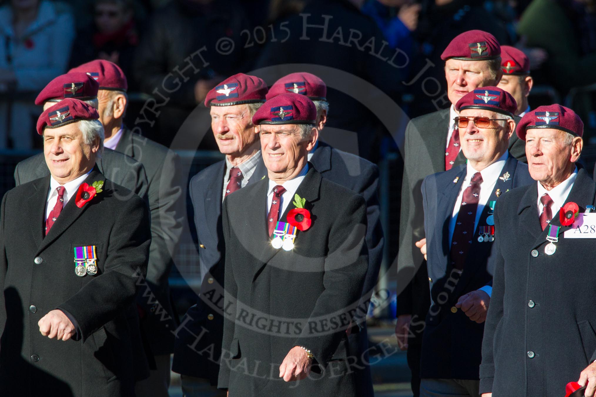 Remembrance Sunday Cenotaph March Past 2013: A28 - Guards Parachute Association..
Press stand opposite the Foreign Office building, Whitehall, London SW1,
London,
Greater London,
United Kingdom,
on 10 November 2013 at 11:58, image #1256