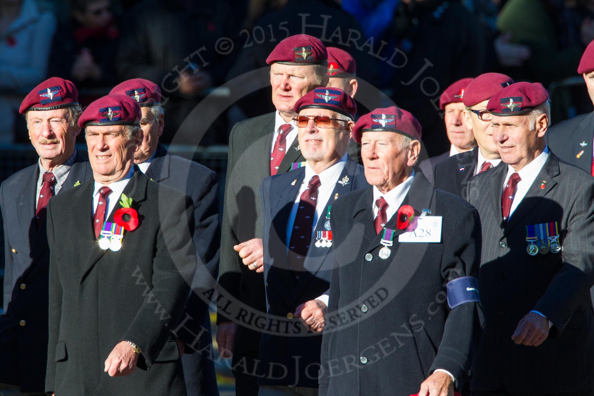 Remembrance Sunday Cenotaph March Past 2013: A28 - Guards Parachute Association..
Press stand opposite the Foreign Office building, Whitehall, London SW1,
London,
Greater London,
United Kingdom,
on 10 November 2013 at 11:58, image #1257