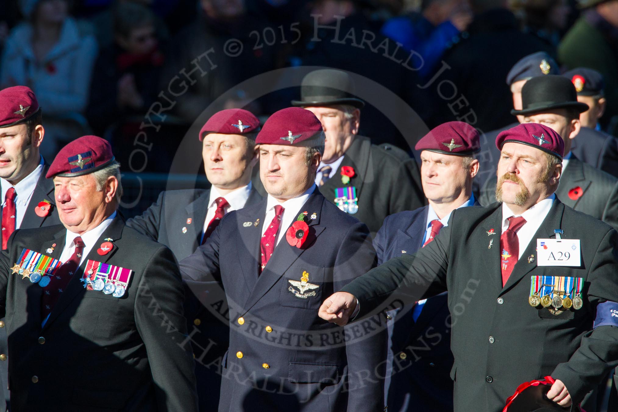 Remembrance Sunday Cenotaph March Past 2013: A29 - 4 Company Association (Parachute Regiment)..
Press stand opposite the Foreign Office building, Whitehall, London SW1,
London,
Greater London,
United Kingdom,
on 10 November 2013 at 11:58, image #1263