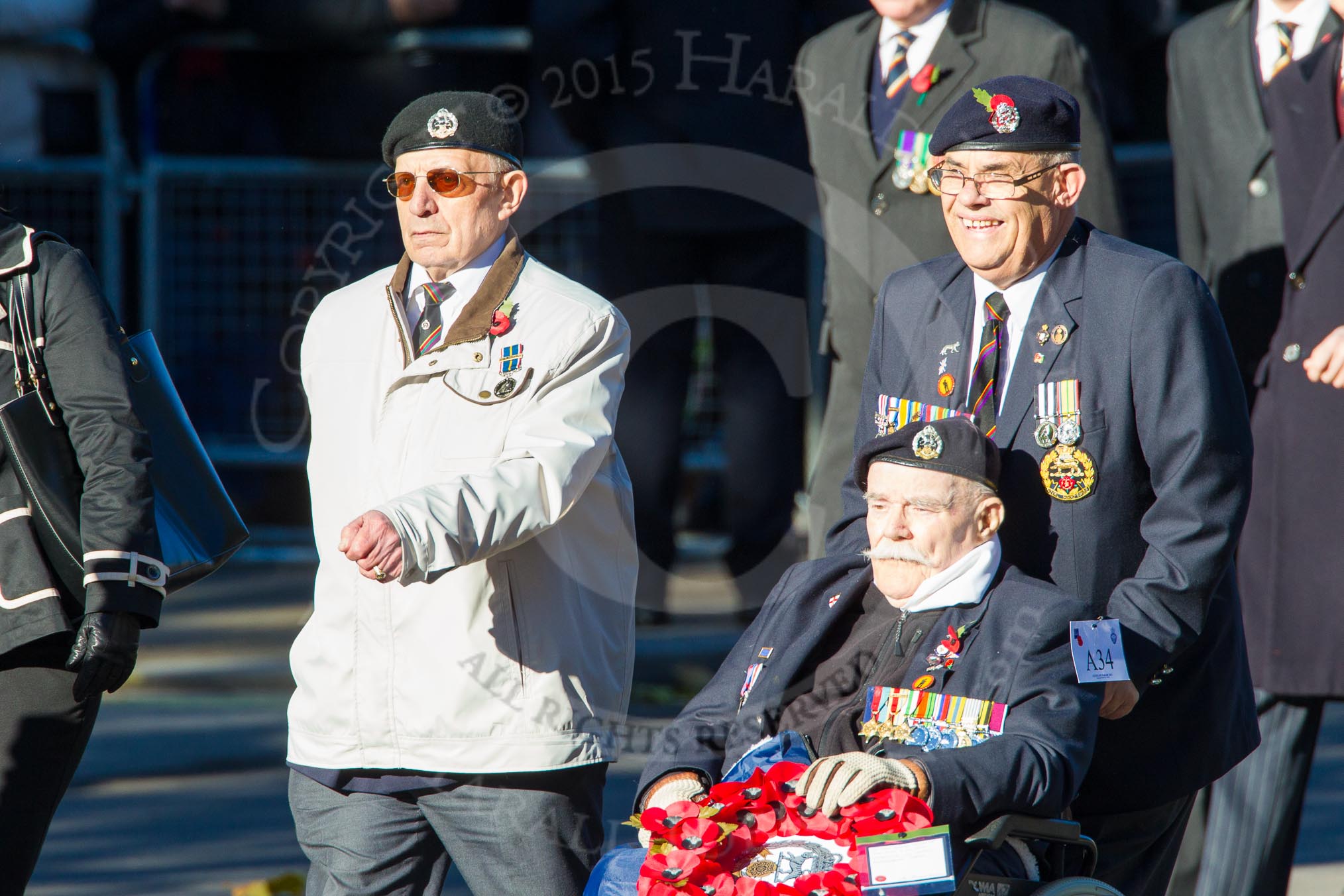 Remembrance Sunday Cenotaph March Past 2013: A34 -Royal Hampshire Regiment Comrades Association..
Press stand opposite the Foreign Office building, Whitehall, London SW1,
London,
Greater London,
United Kingdom,
on 10 November 2013 at 11:58, image #1300