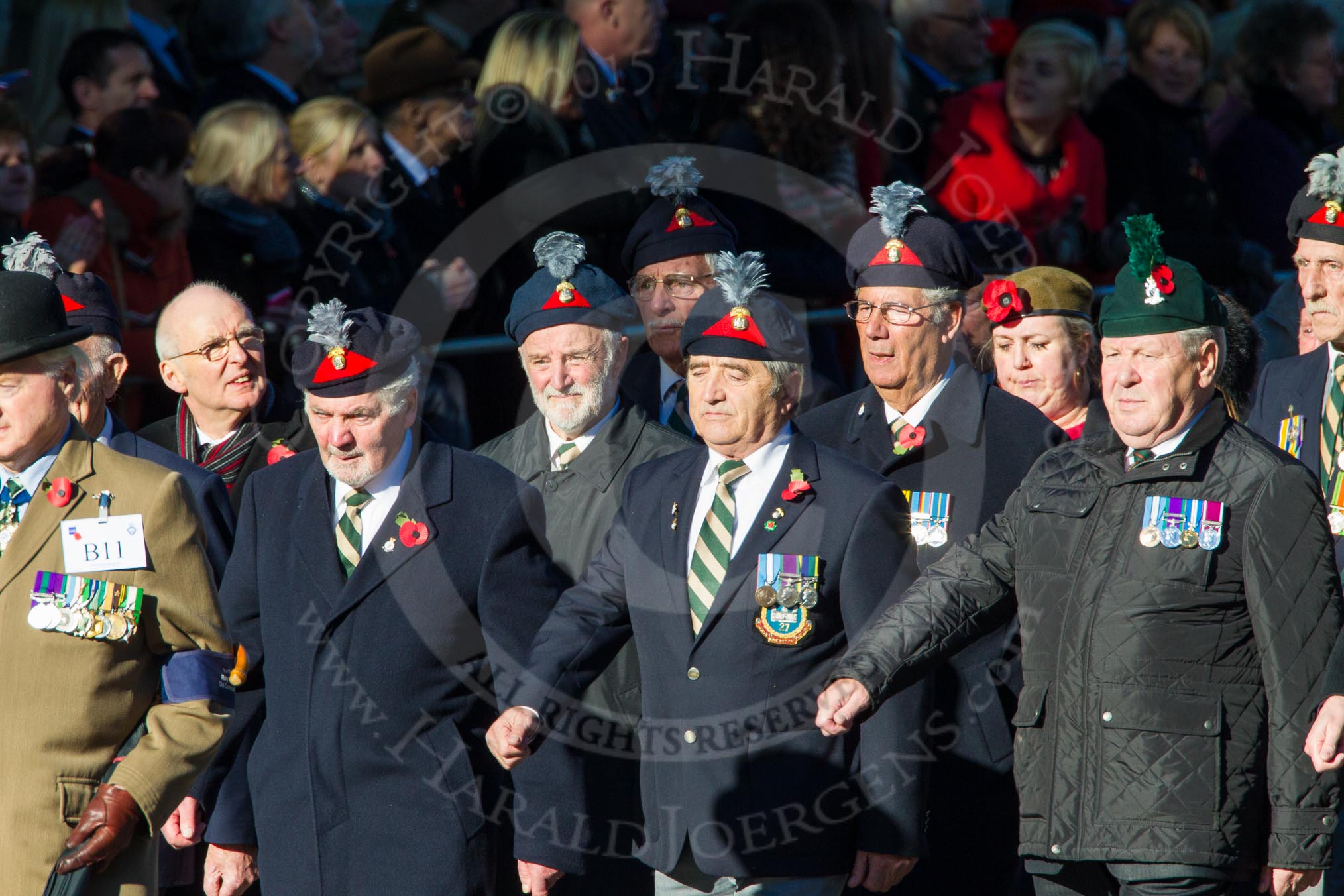 Remembrance Sunday Cenotaph March Past 2013: B11 - North Irish Horse & Irish Regiments Old Comrades Association..
Press stand opposite the Foreign Office building, Whitehall, London SW1,
London,
Greater London,
United Kingdom,
on 10 November 2013 at 12:00, image #1369