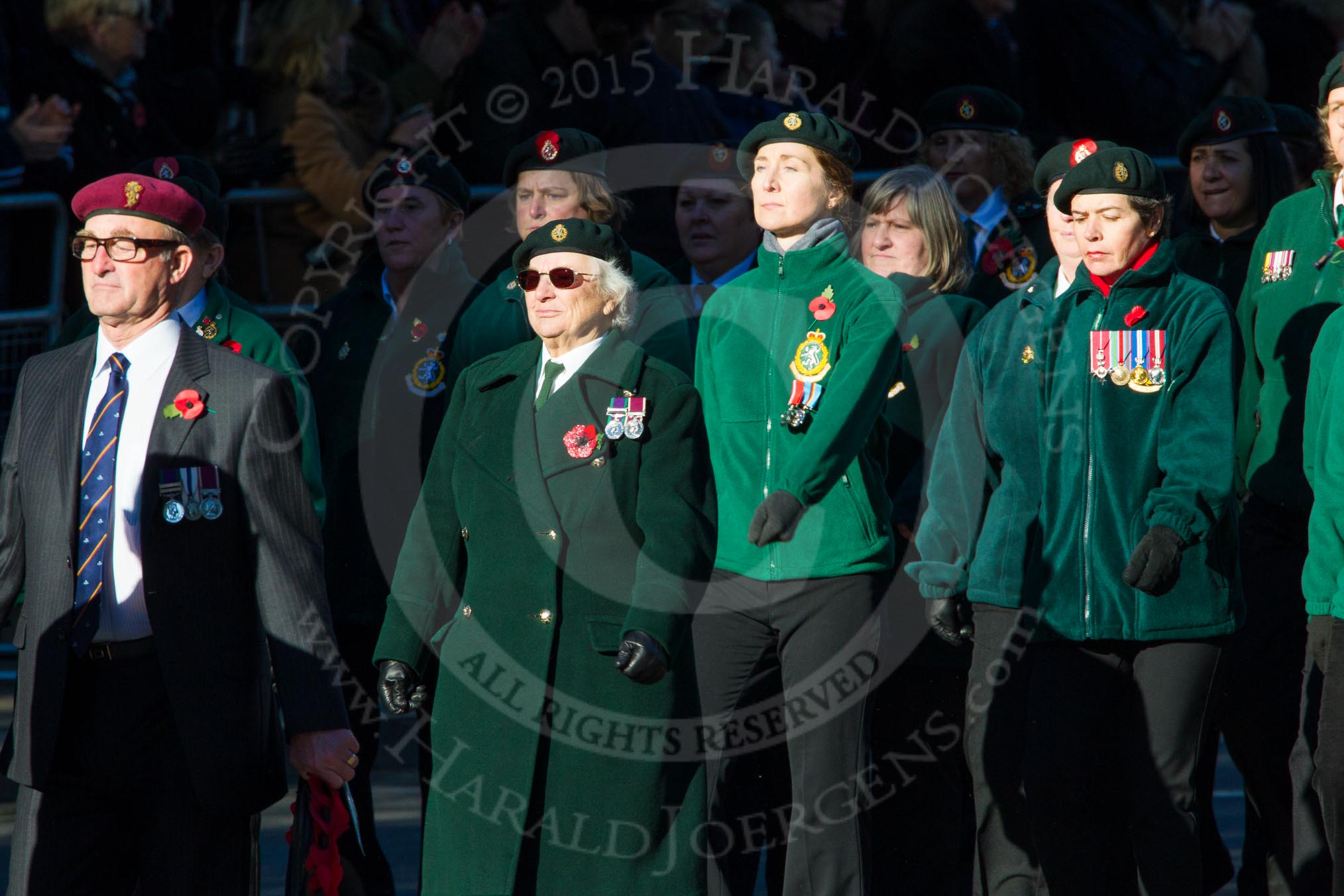 Remembrance Sunday Cenotaph March Past 2013: B15 - Women's Royal Army Corps Association..
Press stand opposite the Foreign Office building, Whitehall, London SW1,
London,
Greater London,
United Kingdom,
on 10 November 2013 at 12:01, image #1402