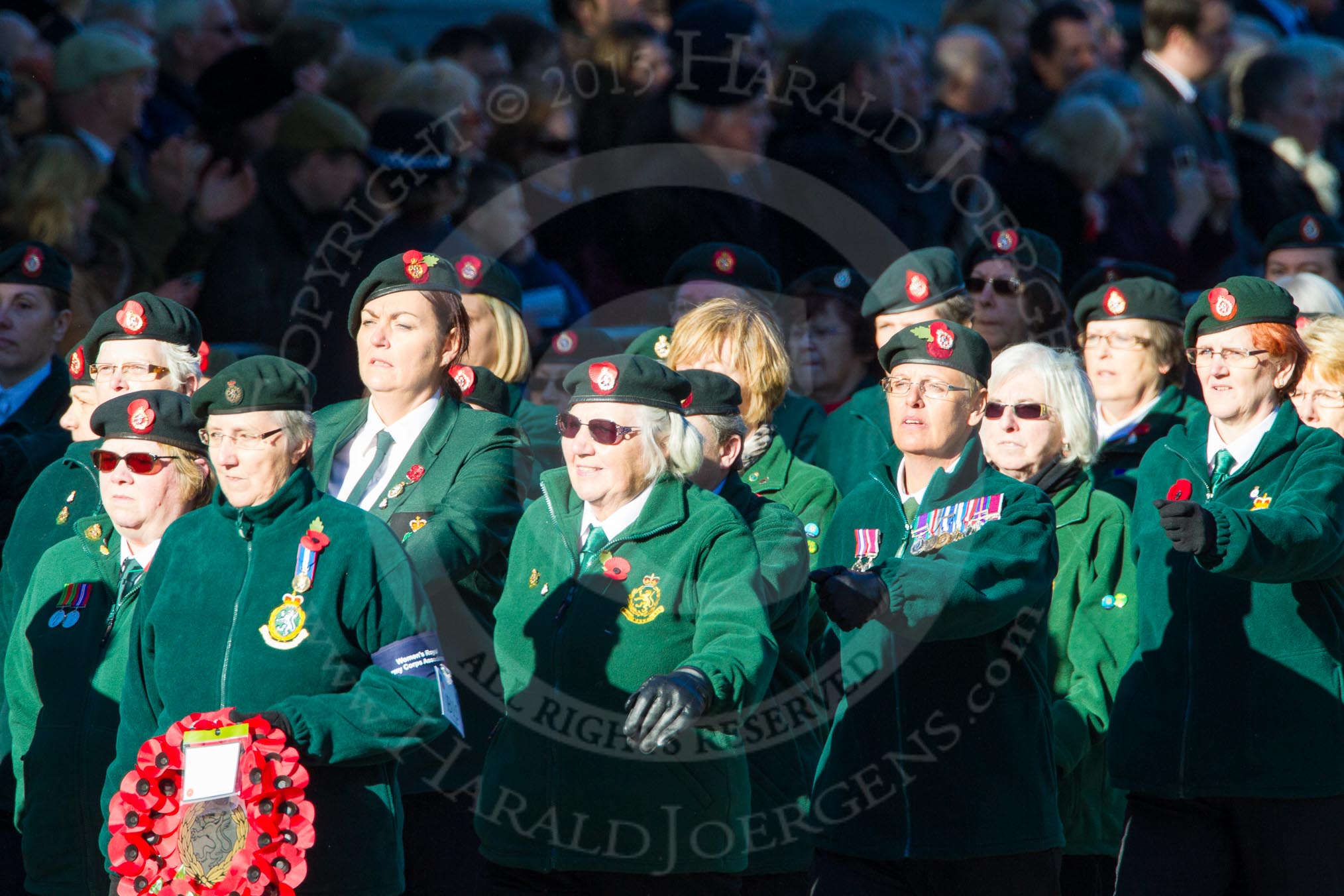 Remembrance Sunday Cenotaph March Past 2013: B15 - Women's Royal Army Corps Association..
Press stand opposite the Foreign Office building, Whitehall, London SW1,
London,
Greater London,
United Kingdom,
on 10 November 2013 at 12:01, image #1408