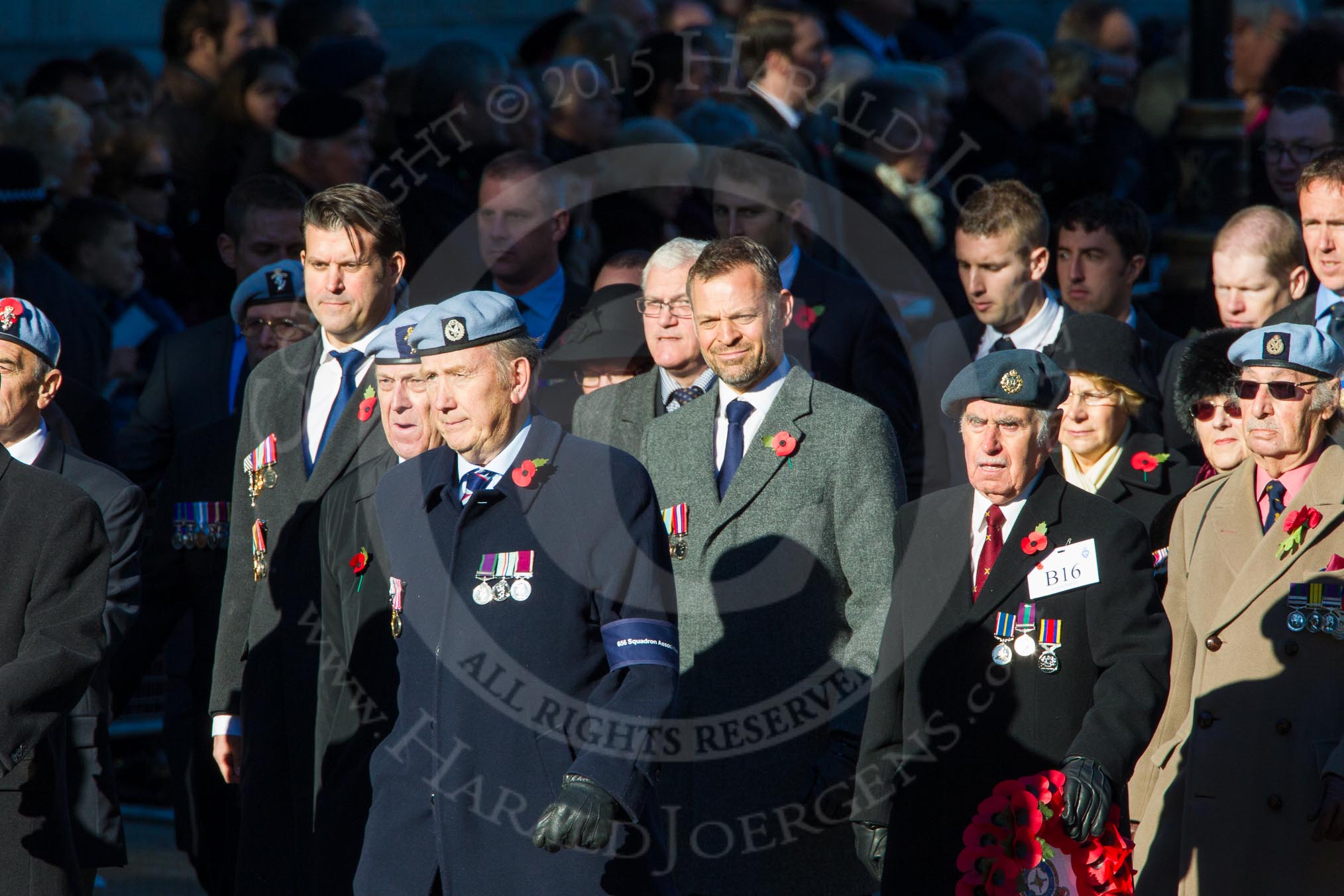 Remembrance Sunday Cenotaph March Past 2013: B16 - 656 Squadron Association..
Press stand opposite the Foreign Office building, Whitehall, London SW1,
London,
Greater London,
United Kingdom,
on 10 November 2013 at 12:01, image #1425