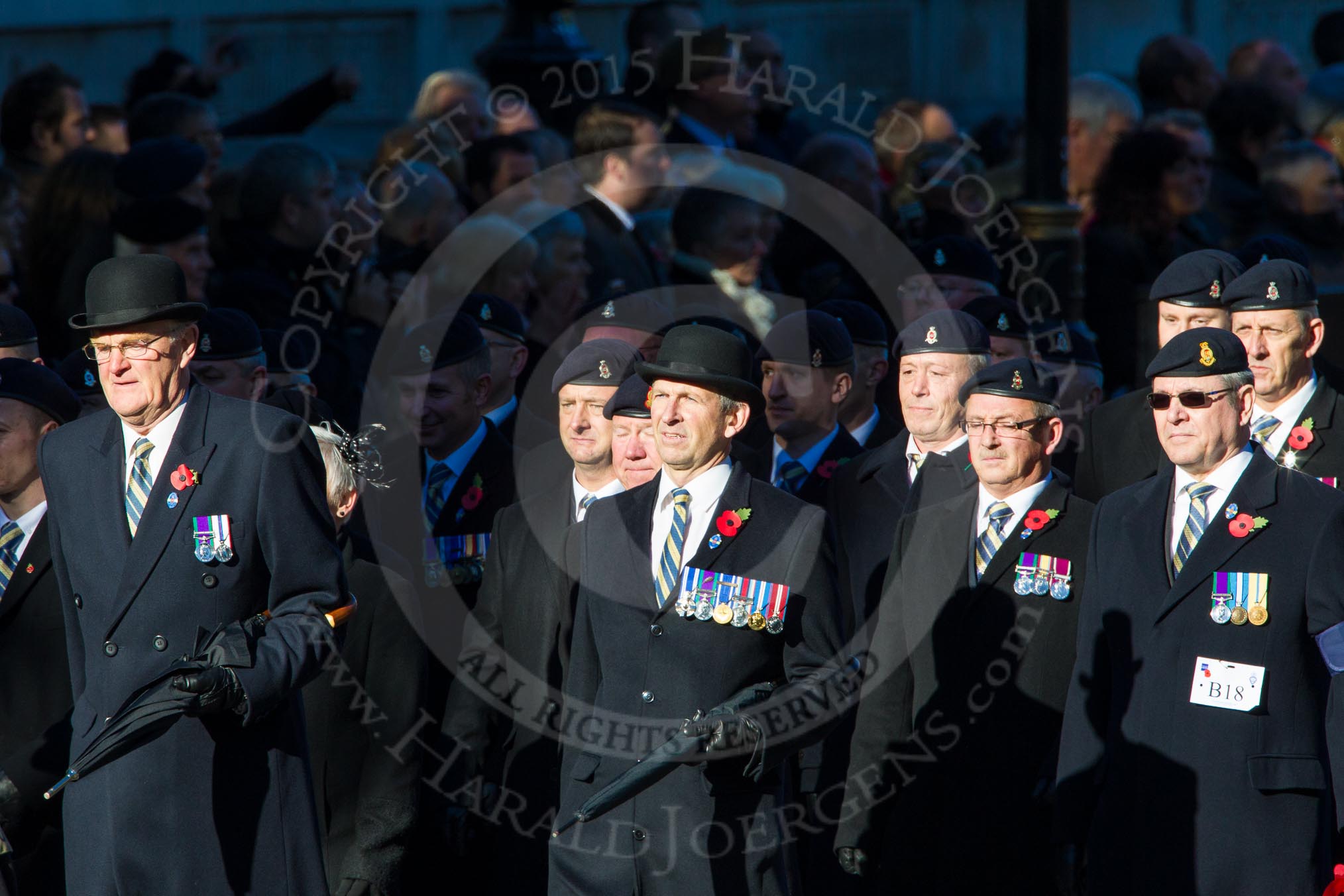 Remembrance Sunday Cenotaph March Past 2013: B18 - 3rd Regiment Royal Horse Artillery Association..
Press stand opposite the Foreign Office building, Whitehall, London SW1,
London,
Greater London,
United Kingdom,
on 10 November 2013 at 12:01, image #1435