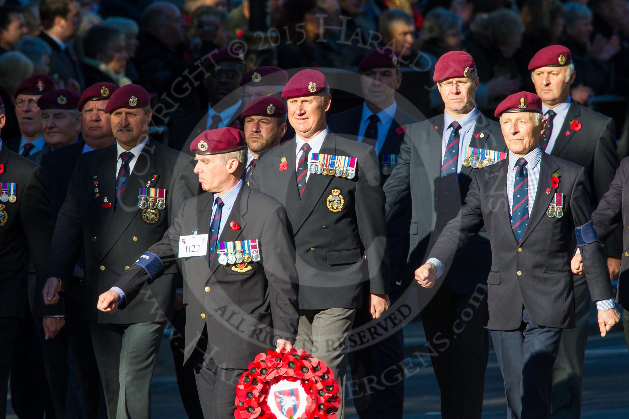 Remembrance Sunday Cenotaph March Past 2013: B22 - Airborne Engineers Association..
Press stand opposite the Foreign Office building, Whitehall, London SW1,
London,
Greater London,
United Kingdom,
on 10 November 2013 at 12:02, image #1484