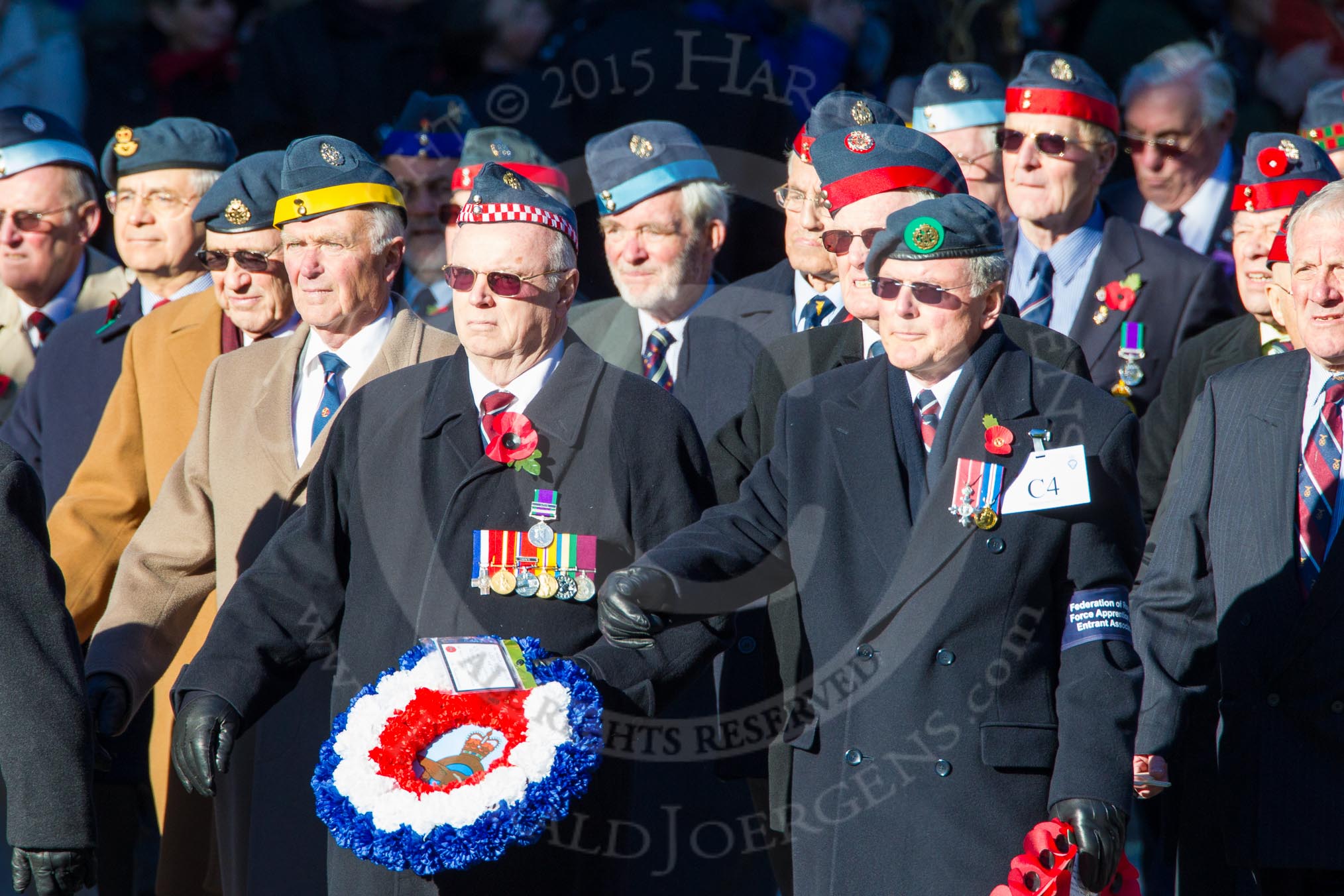 Remembrance Sunday Cenotaph March Past 2013: C4 - Federation of Royal Air Force Apprentice & Boy Entrant Associations..
Press stand opposite the Foreign Office building, Whitehall, London SW1,
London,
Greater London,
United Kingdom,
on 10 November 2013 at 12:06, image #1702