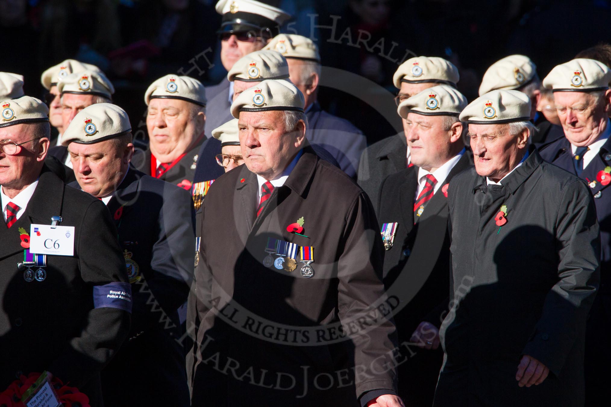 Remembrance Sunday Cenotaph March Past 2013: C6 - Royal Air Force Police Association..
Press stand opposite the Foreign Office building, Whitehall, London SW1,
London,
Greater London,
United Kingdom,
on 10 November 2013 at 12:06, image #1722