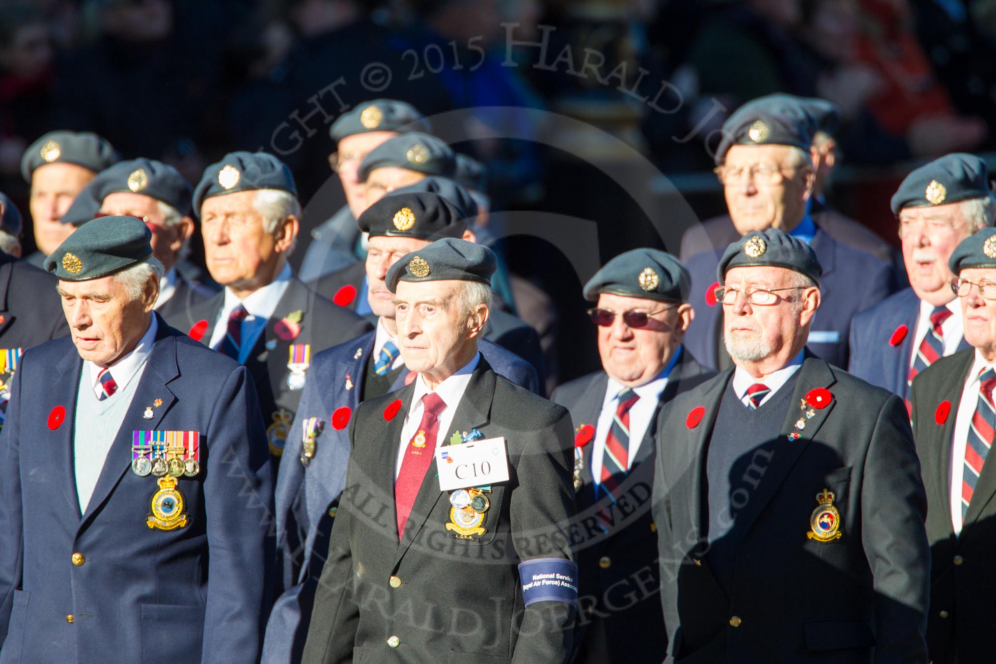 Remembrance Sunday Cenotaph March Past 2013: C10 - National Service (Royal Air Force) Association..
Press stand opposite the Foreign Office building, Whitehall, London SW1,
London,
Greater London,
United Kingdom,
on 10 November 2013 at 12:07, image #1765