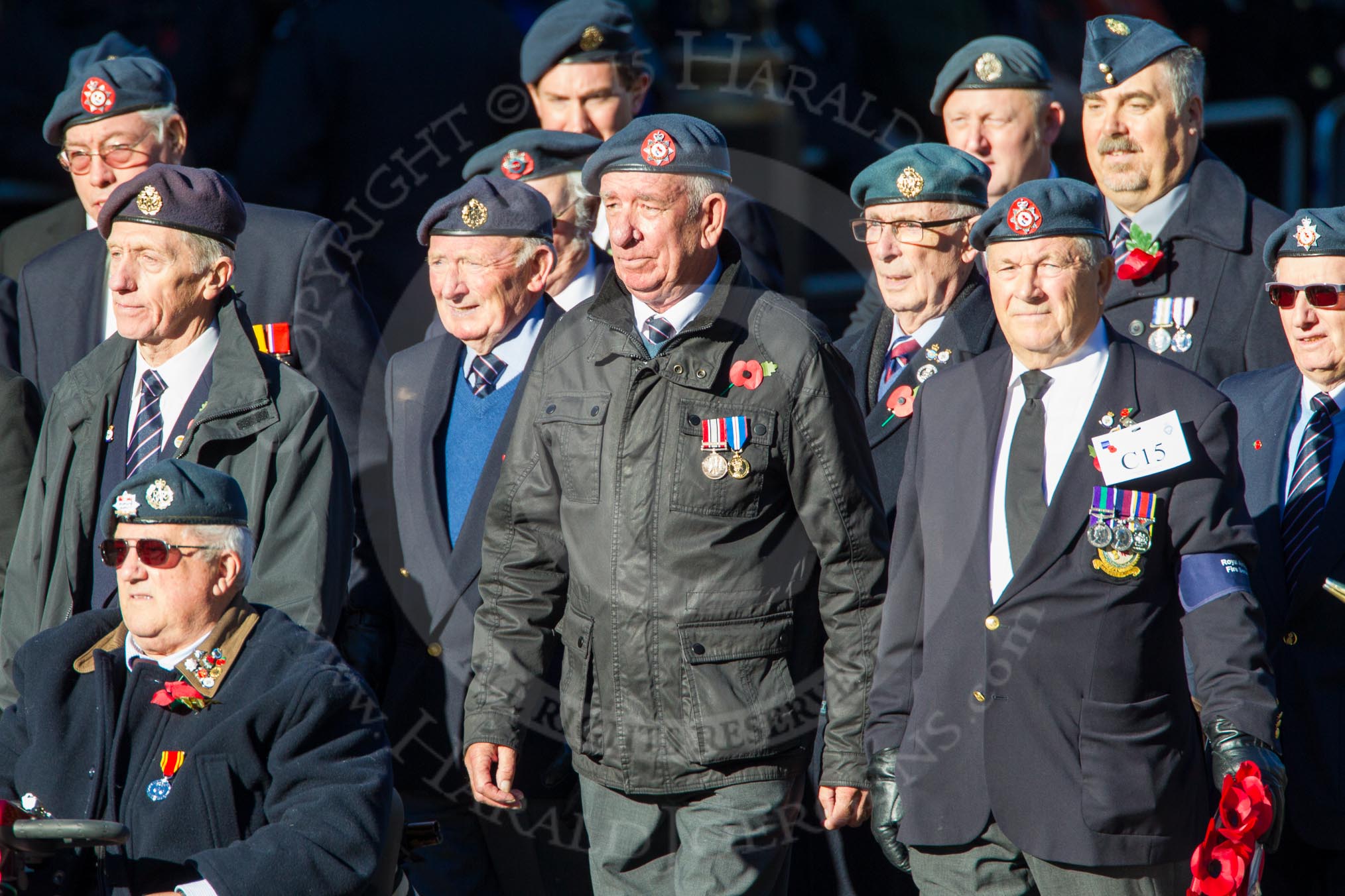 Remembrance Sunday Cenotaph March Past 2013: C15 - Royal Air Force & Defence Fire Services Association..
Press stand opposite the Foreign Office building, Whitehall, London SW1,
London,
Greater London,
United Kingdom,
on 10 November 2013 at 12:07, image #1803
