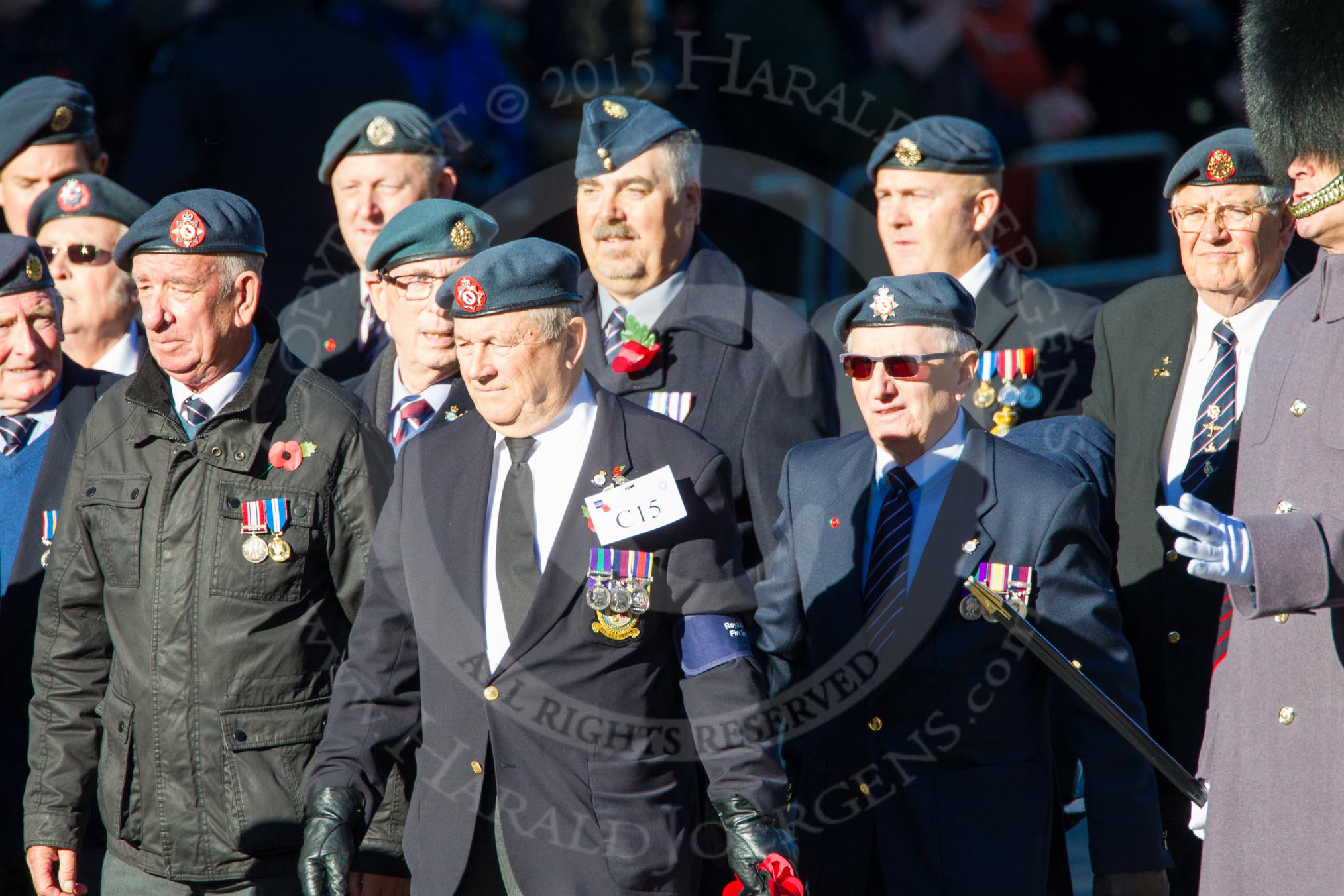 Remembrance Sunday Cenotaph March Past 2013: C15 - Royal Air Force & Defence Fire Services Association..
Press stand opposite the Foreign Office building, Whitehall, London SW1,
London,
Greater London,
United Kingdom,
on 10 November 2013 at 12:08, image #1804