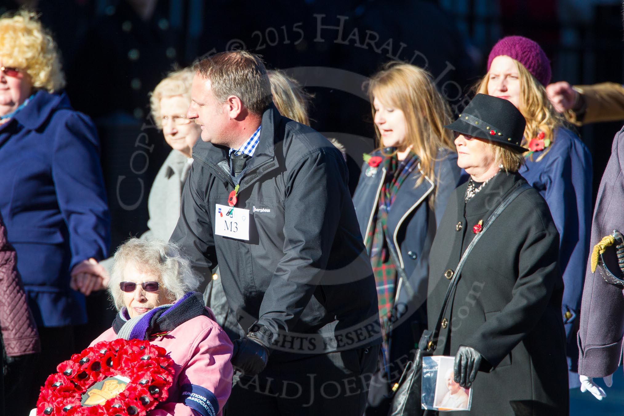 Remembrance Sunday Cenotaph March Past 2013: M3 - Munitions Workers Association..
Press stand opposite the Foreign Office building, Whitehall, London SW1,
London,
Greater London,
United Kingdom,
on 10 November 2013 at 12:09, image #1879