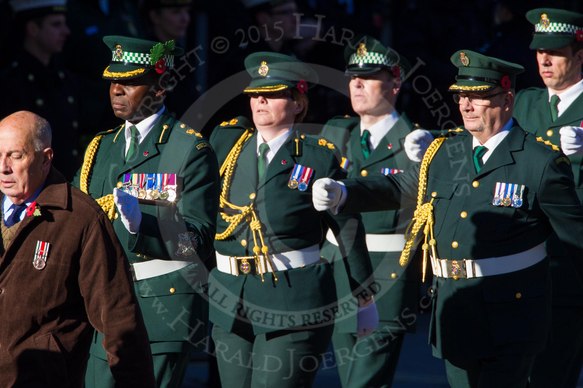 Remembrance Sunday Cenotaph March Past 2013: M14 - London Ambulance Service NHS Trust..
Press stand opposite the Foreign Office building, Whitehall, London SW1,
London,
Greater London,
United Kingdom,
on 10 November 2013 at 12:10, image #1972