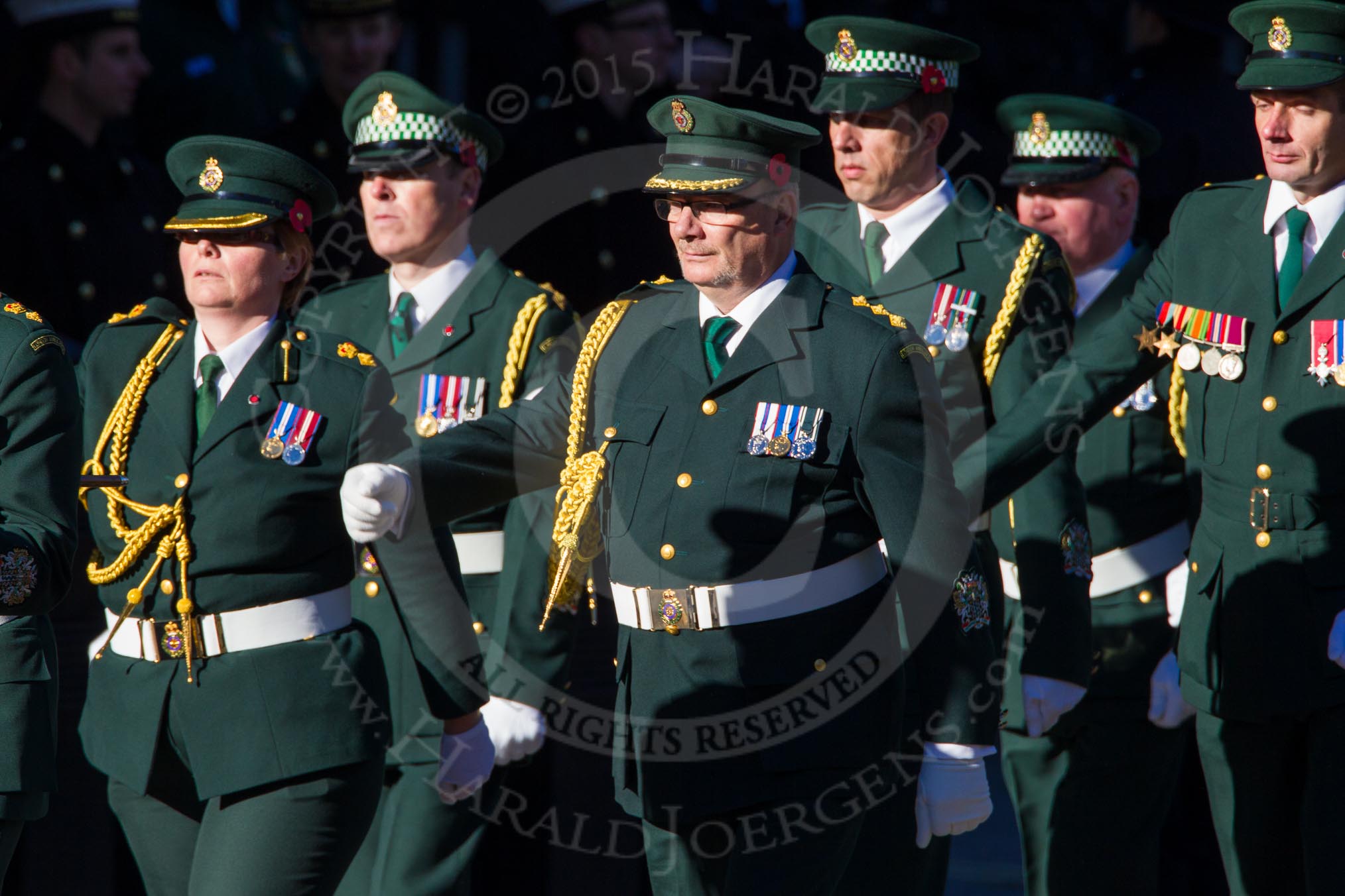 Remembrance Sunday Cenotaph March Past 2013: M14 - London Ambulance Service NHS Trust..
Press stand opposite the Foreign Office building, Whitehall, London SW1,
London,
Greater London,
United Kingdom,
on 10 November 2013 at 12:10, image #1974