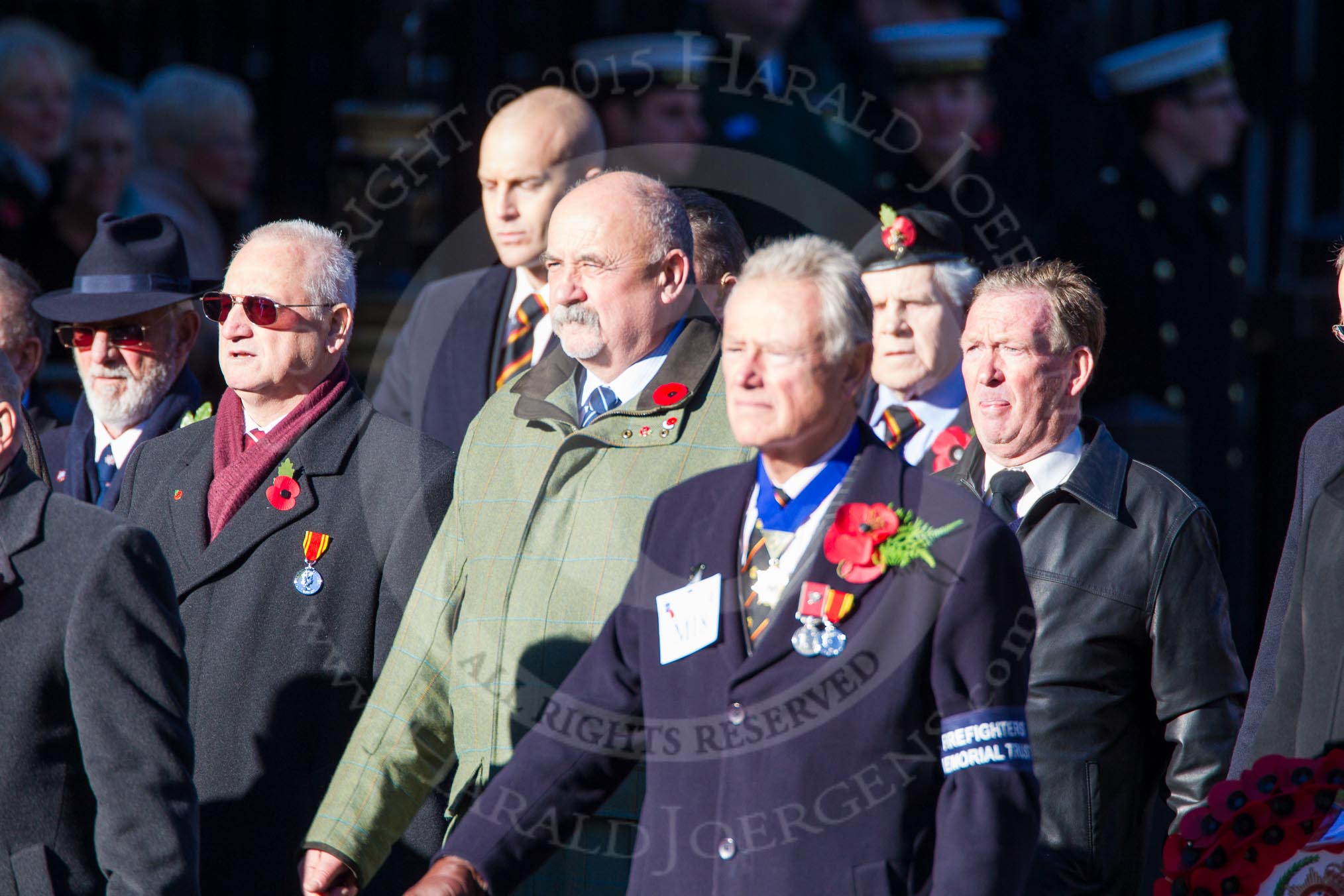 Remembrance Sunday Cenotaph March Past 2013: M18 - Firefighters Memorial Trust..
Press stand opposite the Foreign Office building, Whitehall, London SW1,
London,
Greater London,
United Kingdom,
on 10 November 2013 at 12:11, image #2033