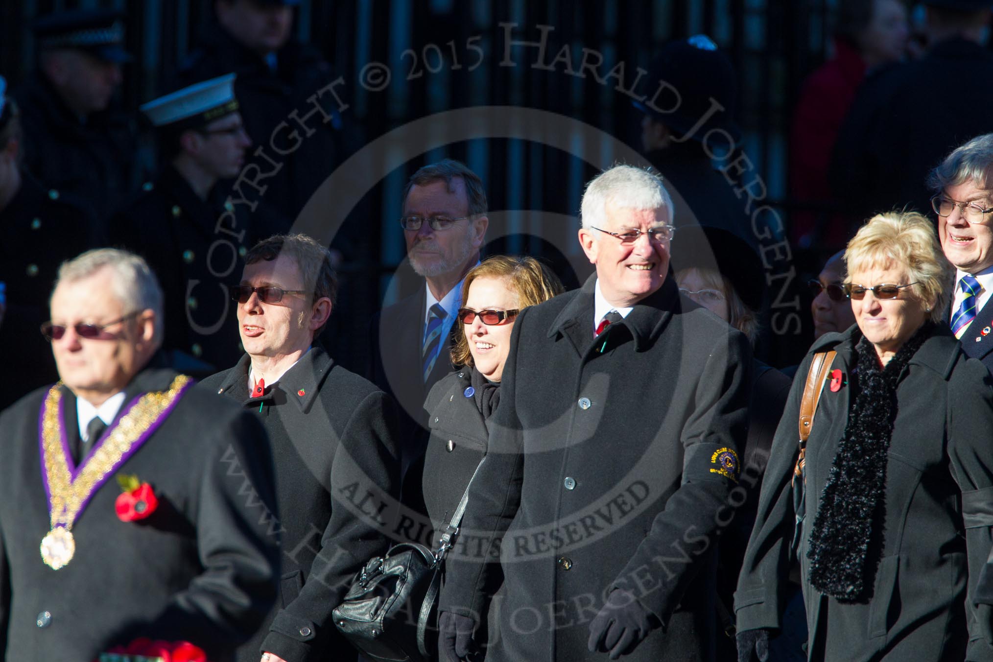 Remembrance Sunday Cenotaph March Past 2013: M40 - Lions Club International..
Press stand opposite the Foreign Office building, Whitehall, London SW1,
London,
Greater London,
United Kingdom,
on 10 November 2013 at 12:14, image #2180