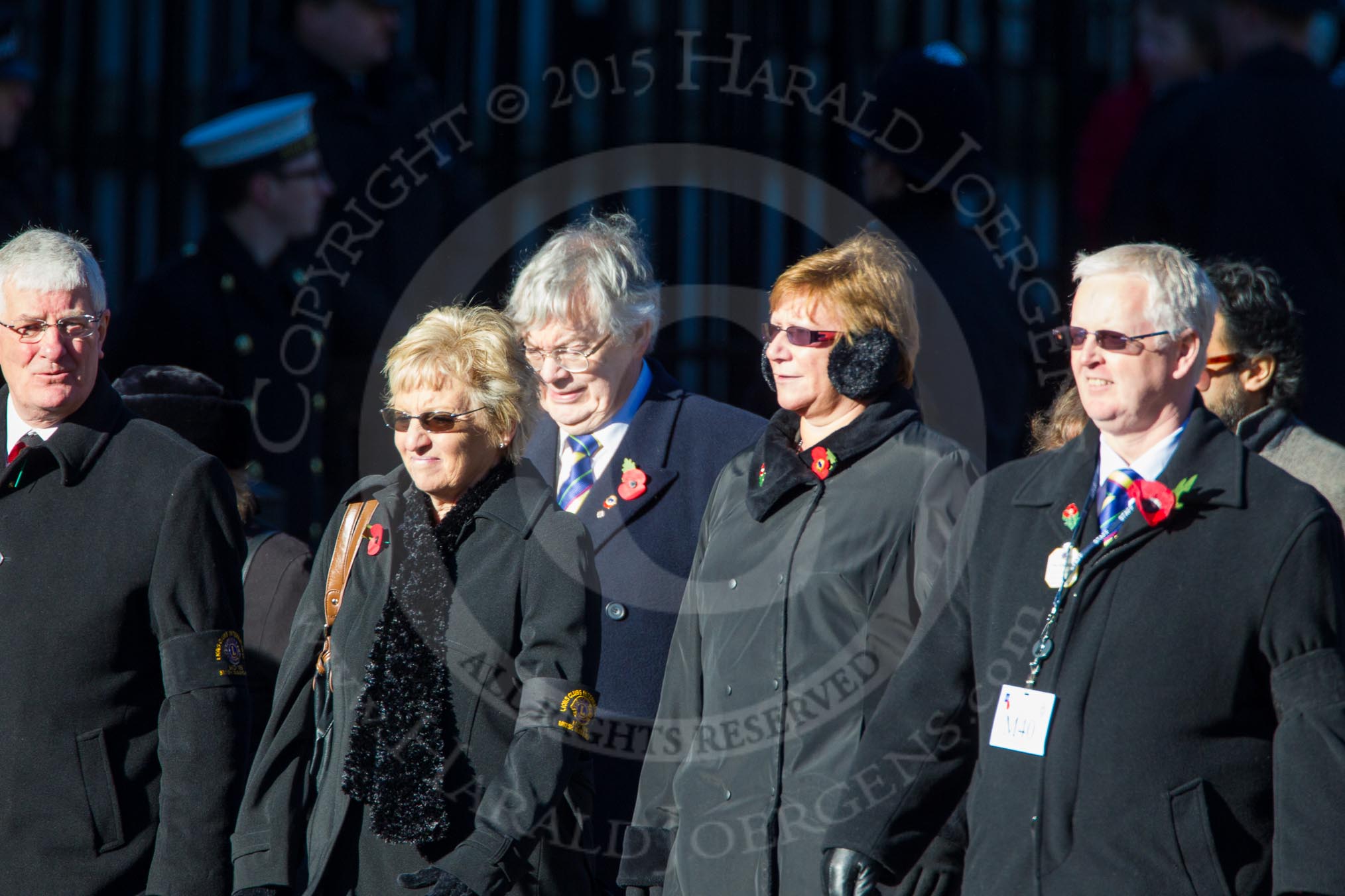 Remembrance Sunday Cenotaph March Past 2013: M40 - Lions Club International..
Press stand opposite the Foreign Office building, Whitehall, London SW1,
London,
Greater London,
United Kingdom,
on 10 November 2013 at 12:14, image #2182