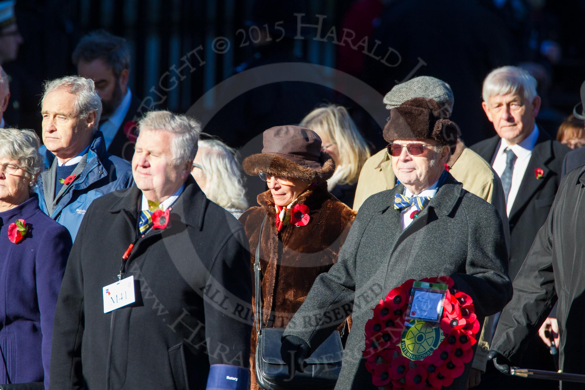 Remembrance Sunday Cenotaph March Past 2013: M41 - Rotary International..
Press stand opposite the Foreign Office building, Whitehall, London SW1,
London,
Greater London,
United Kingdom,
on 10 November 2013 at 12:14, image #2194