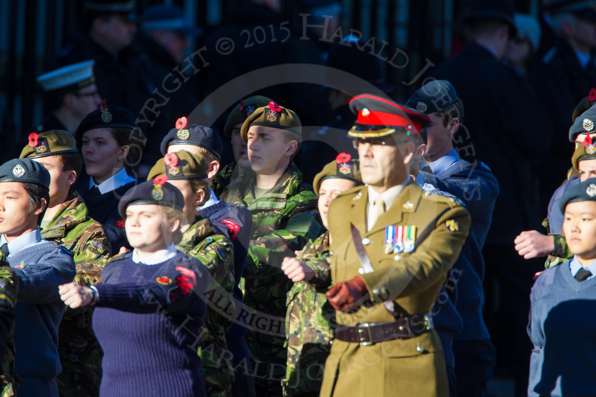 Remembrance Sunday Cenotaph March Past 2013: M46 - Combined Cadet Force..
Press stand opposite the Foreign Office building, Whitehall, London SW1,
London,
Greater London,
United Kingdom,
on 10 November 2013 at 12:14, image #2222